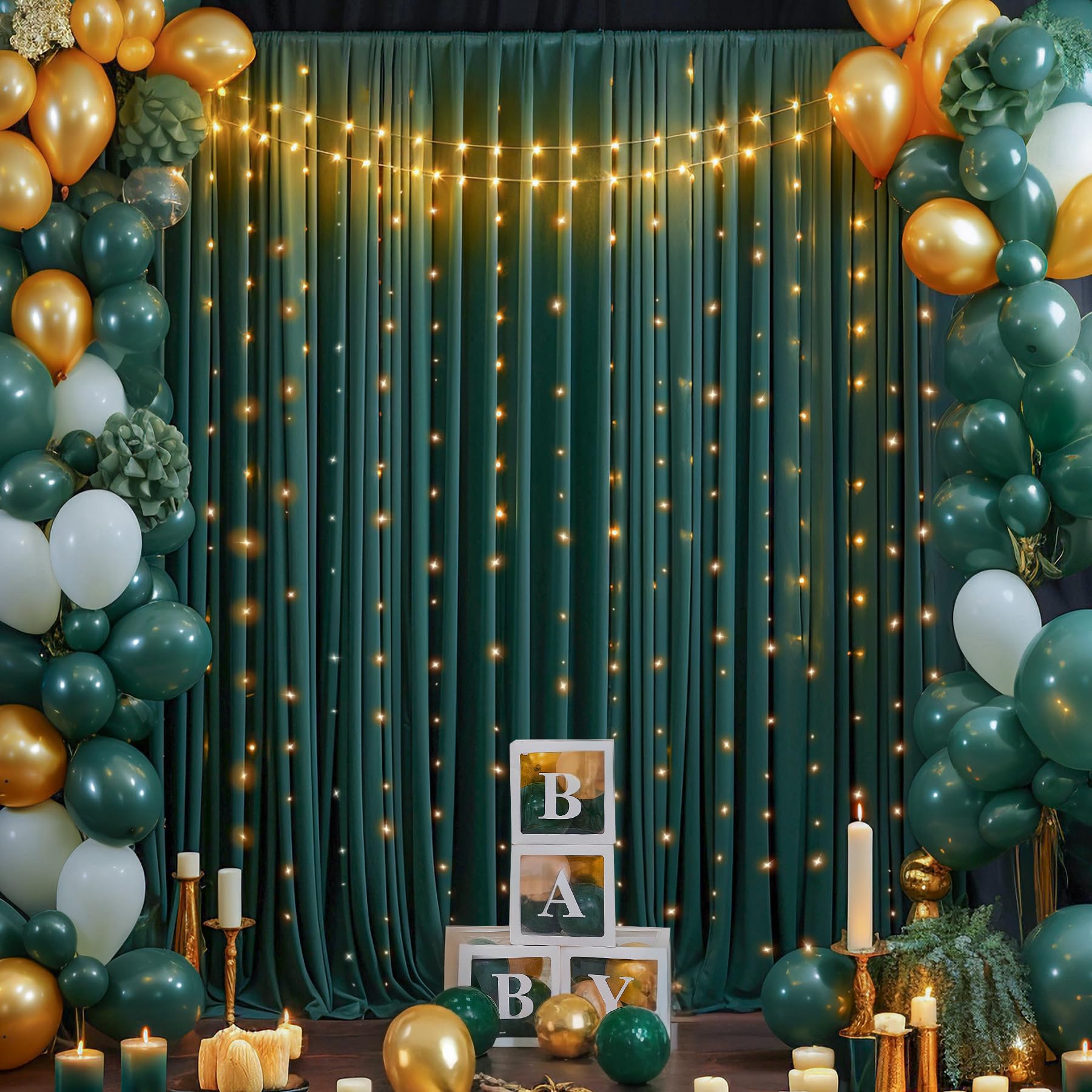 Hunter Green Backdrop Curtain For Parties Wrinkle Free Dark Green Photo Curtains Backdrop Drapes Fabric Decoration For Baby Show