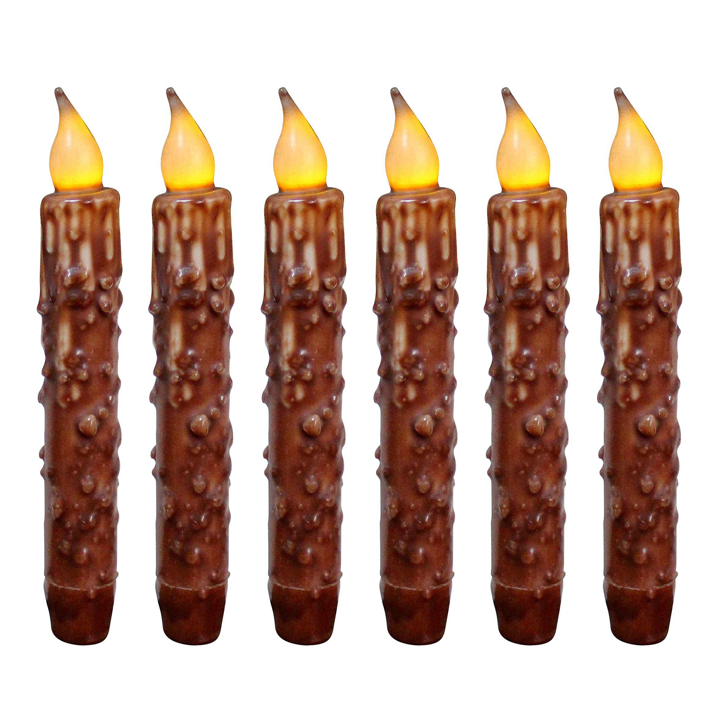 Cvhomedeco. Real Wax Hand Dipped Battery Operated Led Timer Taper Candles Rustic Primitive Flameless Lights D?Or, 6 3/4 Inch, Co