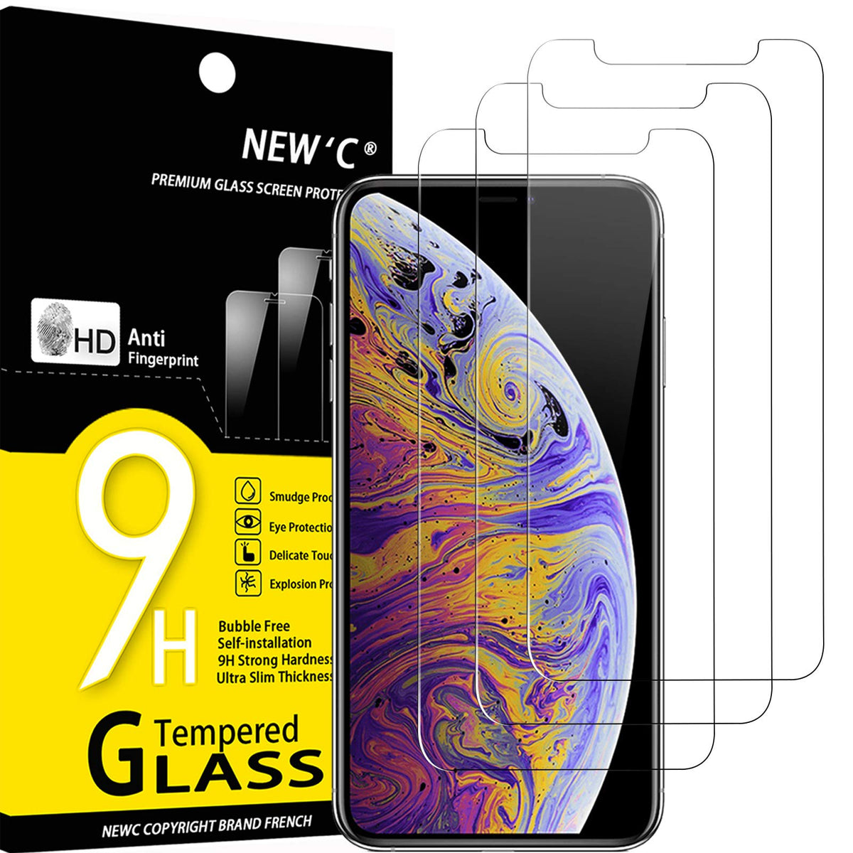 Newc 3 Pack] Designed For Iphone 11 Pro Max, Iphone Xs Max (65) Screen Protector Tempered Glass, Case Friendly Ultra Resistant