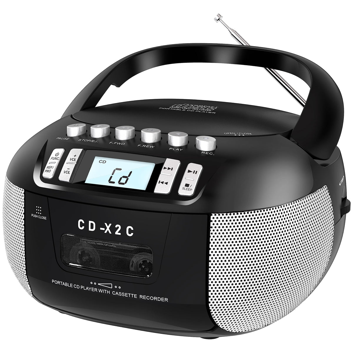 Sunoony Cd And Cassette Player Combo, Boombox Cd Player Portable With Am/Fm Radio, Tape Recording, Stereo Sound, Ac/Dc Powered,
