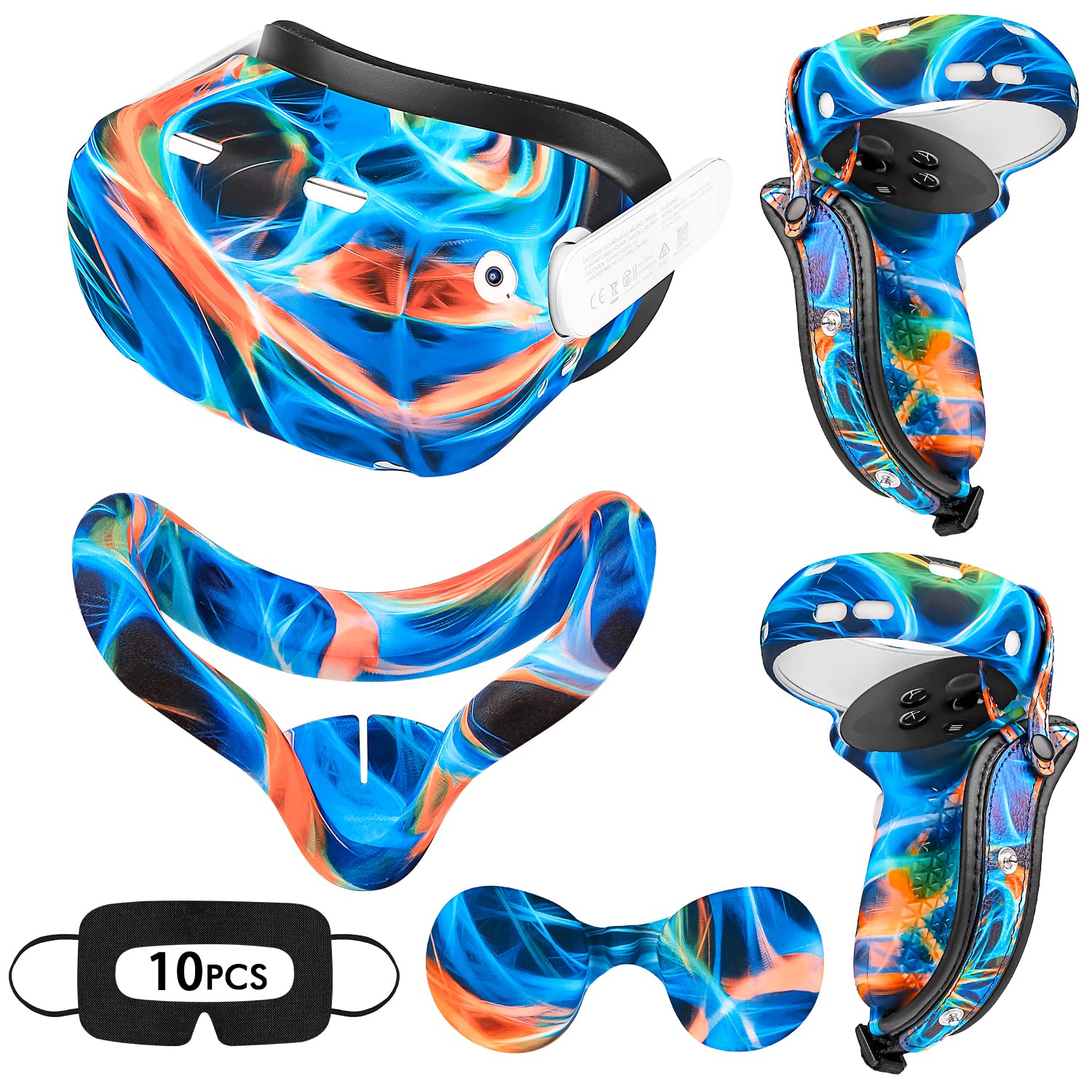 for Oculus Quest 2 Accessories, Relohas VR Accessory Set for Meta Quest 2, Include Controller Grip Leather Cover, VR Shell Cover