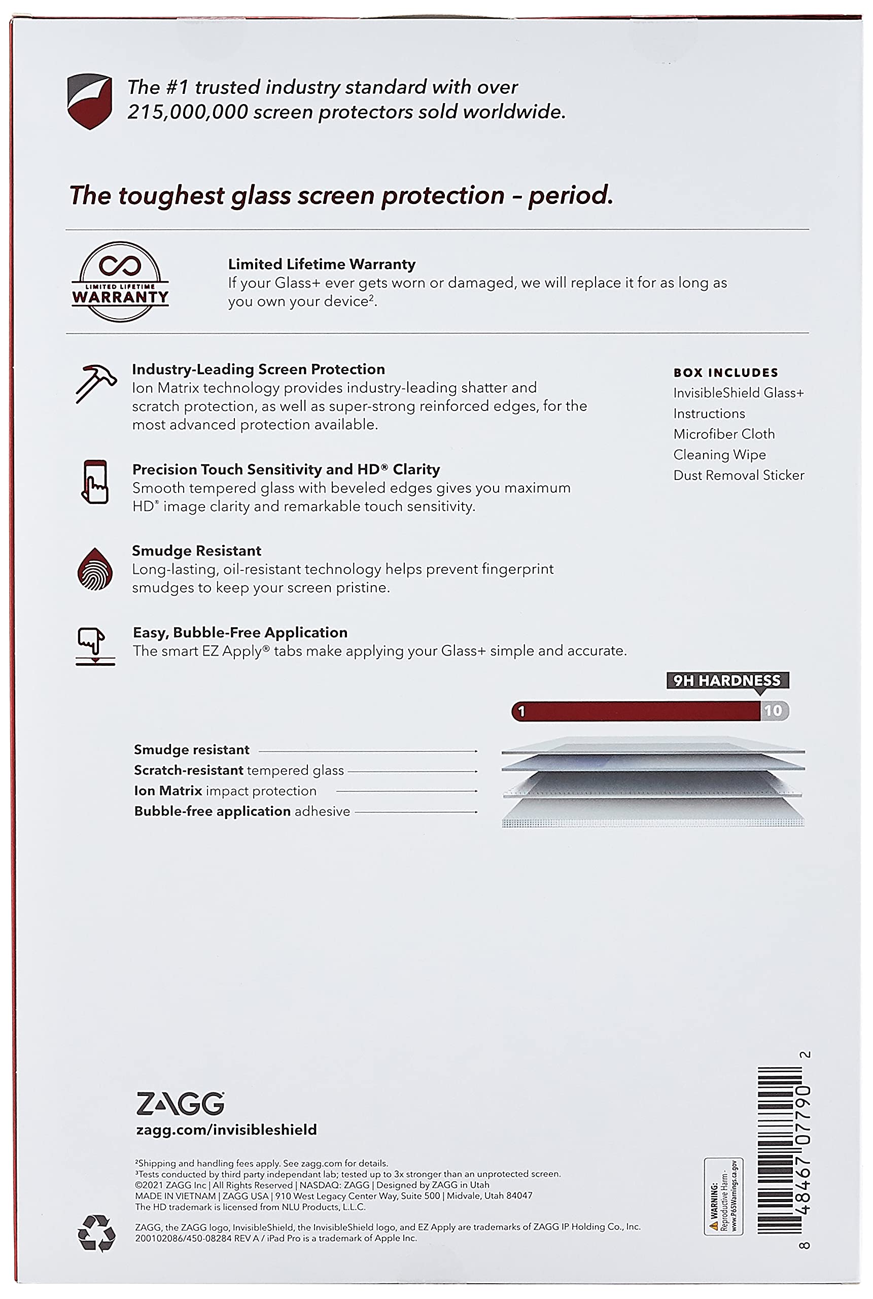 Zagg Invisibleshield Glass Plus - Tempered Glass Screen Protector Made For The Apple Ipad Pro 12.9 Inch - Clear