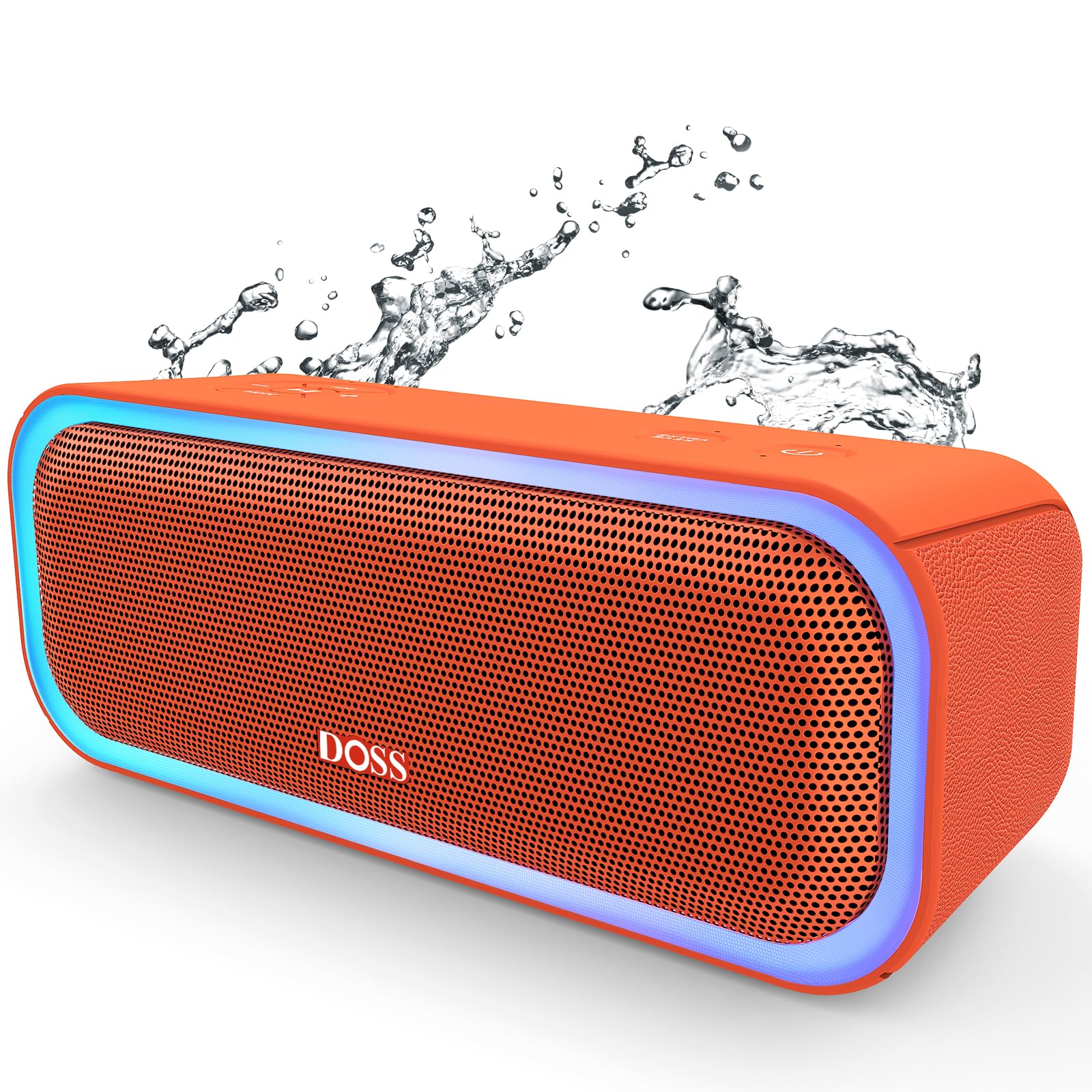 Doss Soundbox Pro Bluetooth Speaker With 20W Stereo Sound, Active Extra Bass, Ipx6 Waterproof, Bluetooth 5.0, Tws Pairing, Multi Colors Lights, 20H Playtime, Portable Speaker For Outdoor Orange