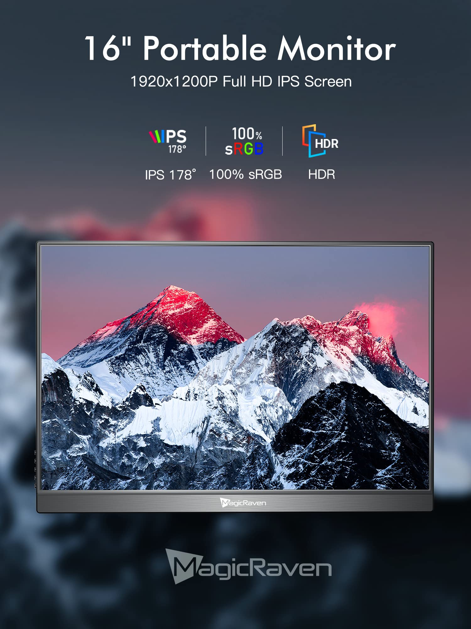 Magicraven 16.0  1200P 60Hz Portable Dual Monitor, Portable Laptop Monitor, Slim Lightweight Dual Usb C Hdmi Computer Monitor Ga