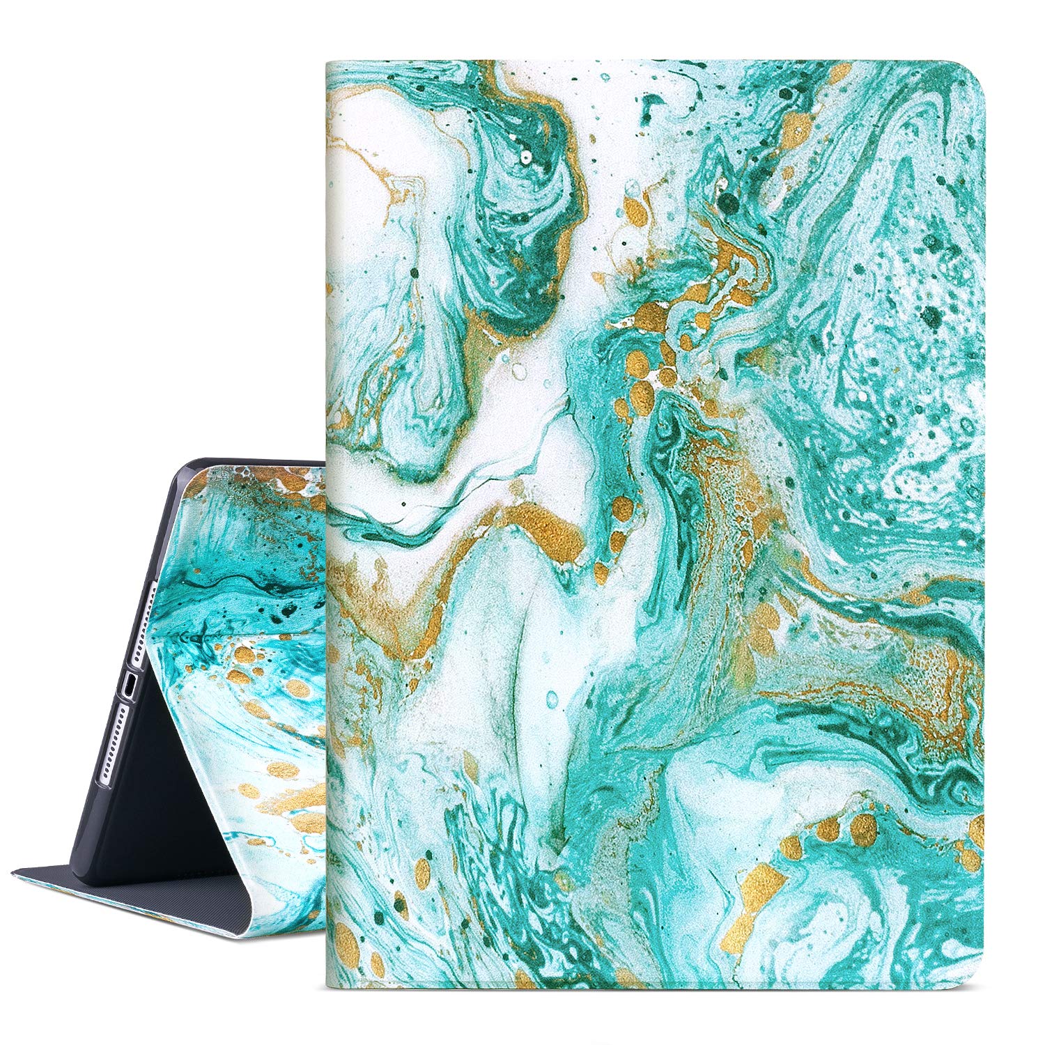 Vimorco iPad 9.7 2018/2017 Soft TPU Back Cover, Bump Drop Resistance Folio Leather Case, Adjustable Stand Auto Wake/Sleep Smart 