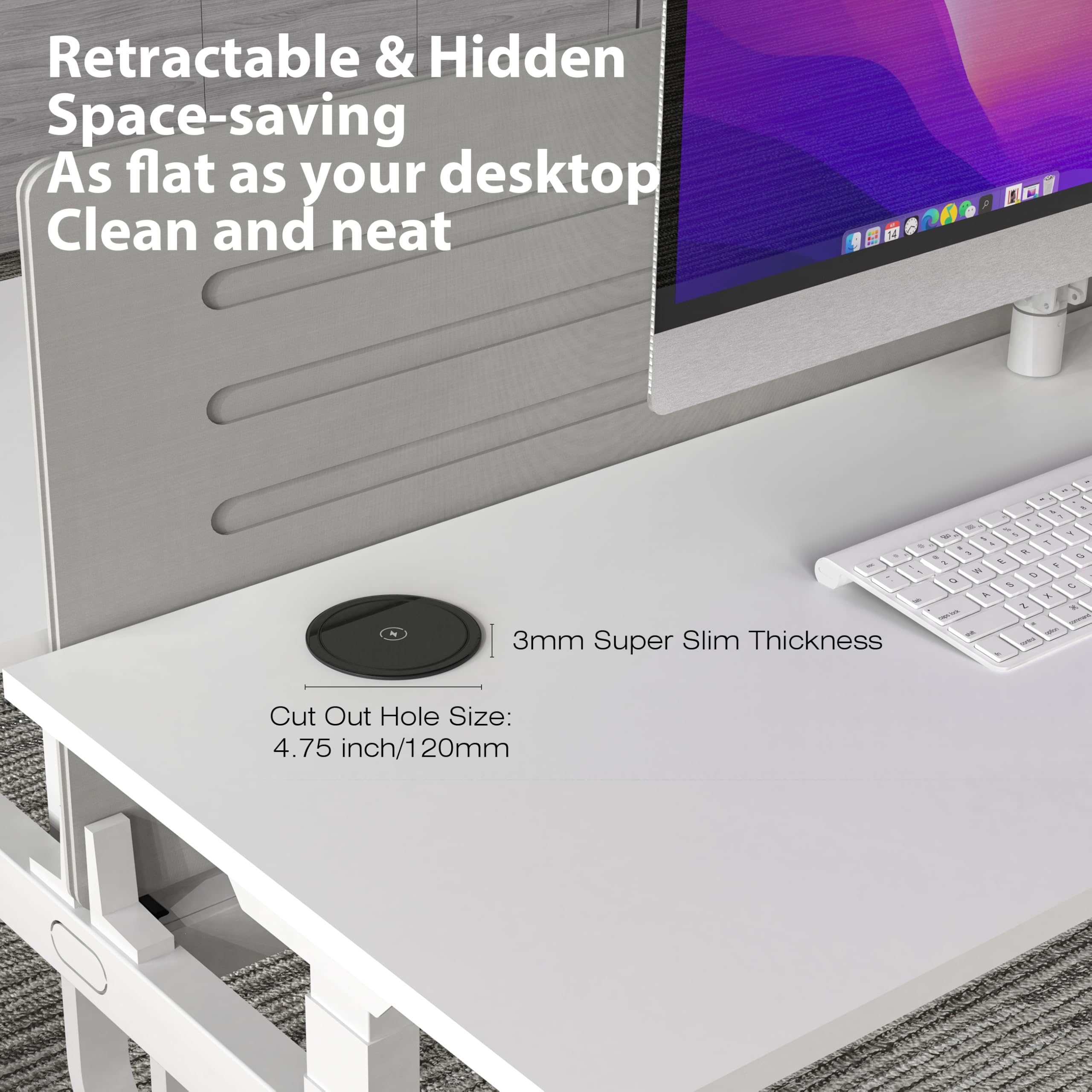 Annquan 20 Amp Pop Up Countertop Outlet With 15W Wireless Charger,Max 65W Power Delivery,4.75'' Pop Up Electrical Outlet With 3