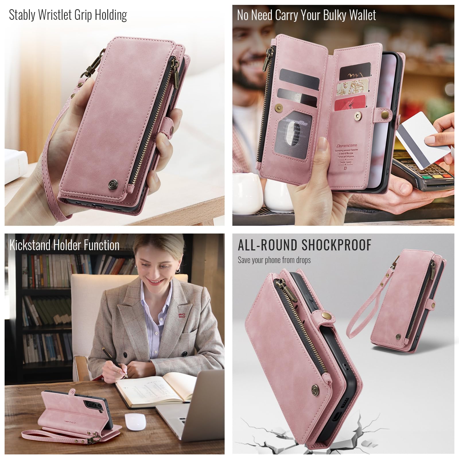 Defencase Compatible With Samsung Galaxy S21 5G Case Wallet With Rfid Blocking Card Holder For Women Men, Pu Leather Magnetic Sn