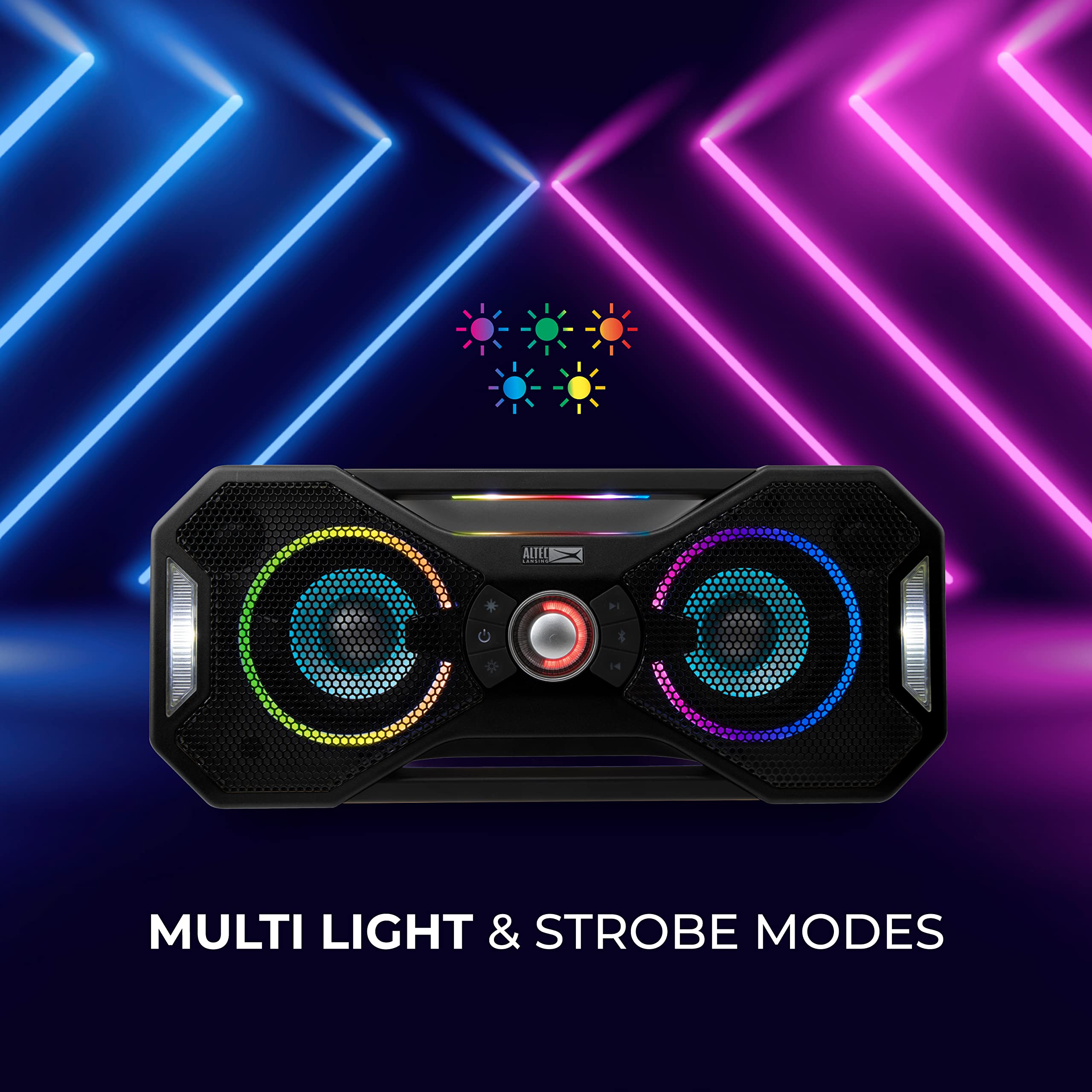 Altec Lansing Mix 2.0 - Waterproof Bluetooth Speaker With Strong Bass, Portable Speaker For Travel & Outdoor Use, 100 Foot Range