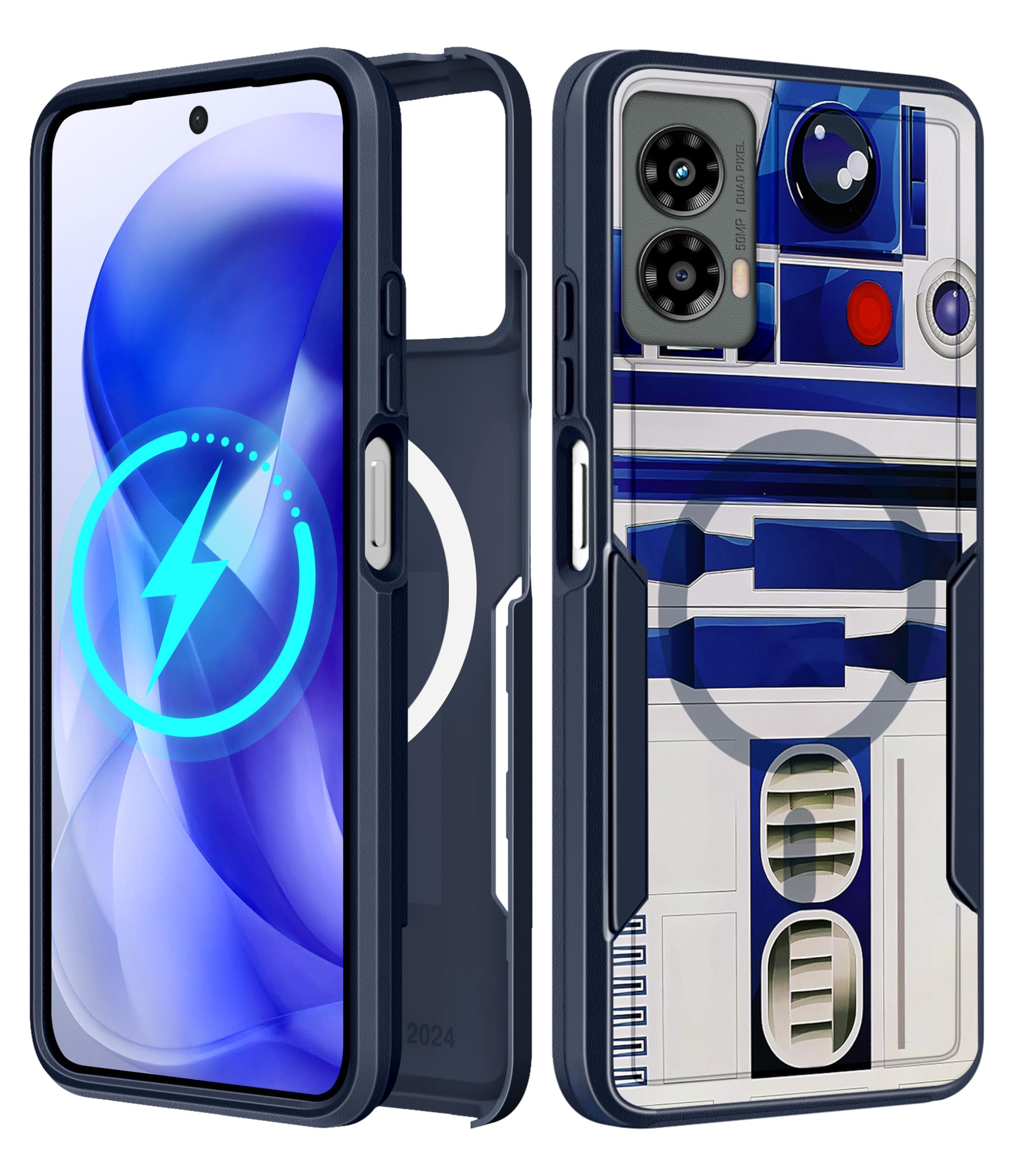 LISEVO for Moto Edge 2024 Case - Compatible with MagSafe Women Girls Boys Cute Magnetic Protective Phone Cover Cool Blue Unique 