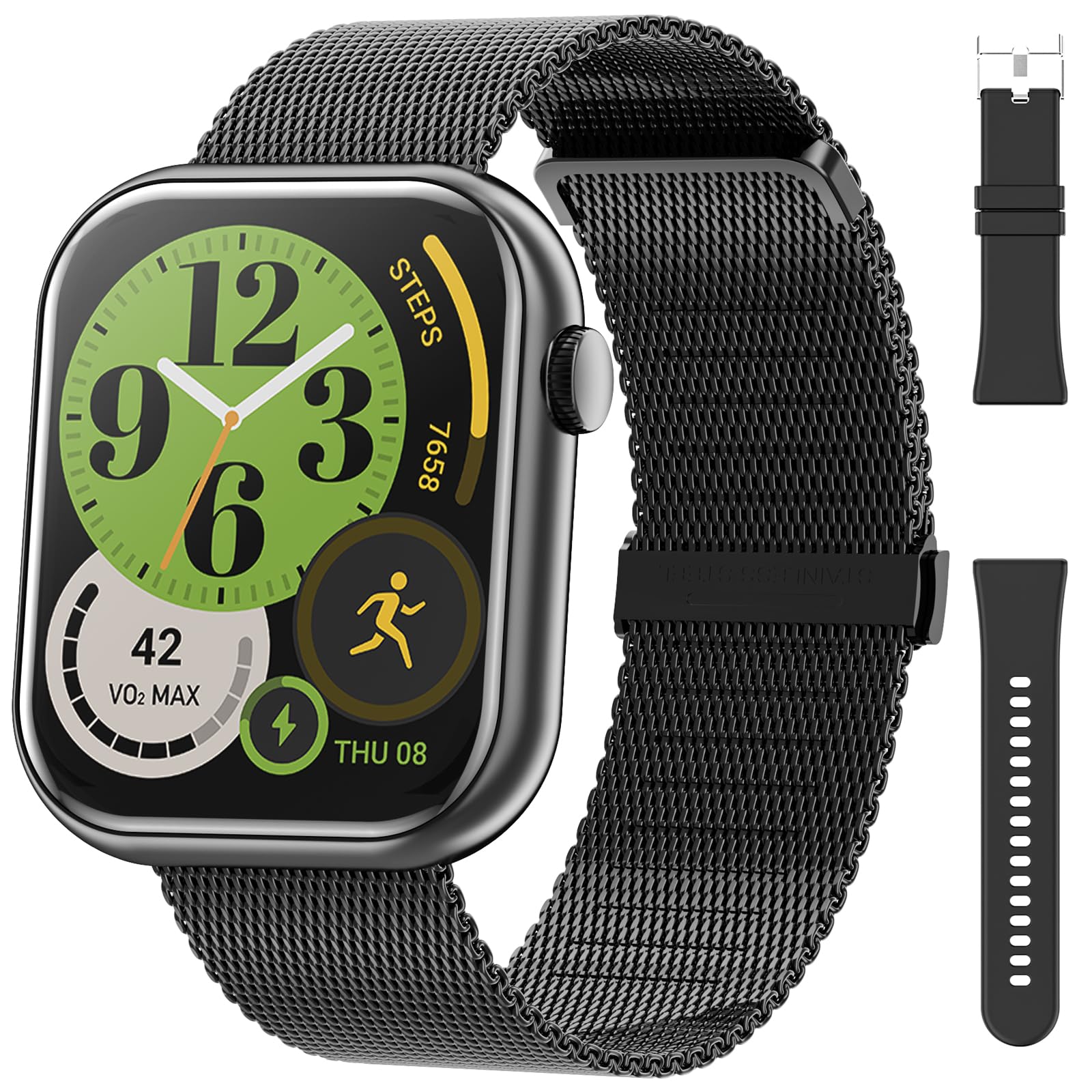 Smart Watch For Men Women (Answer/Make Call) Original Silicone Strap,Steel Band Replacement Fitness Tracker, Heart Rate/Blood Pr