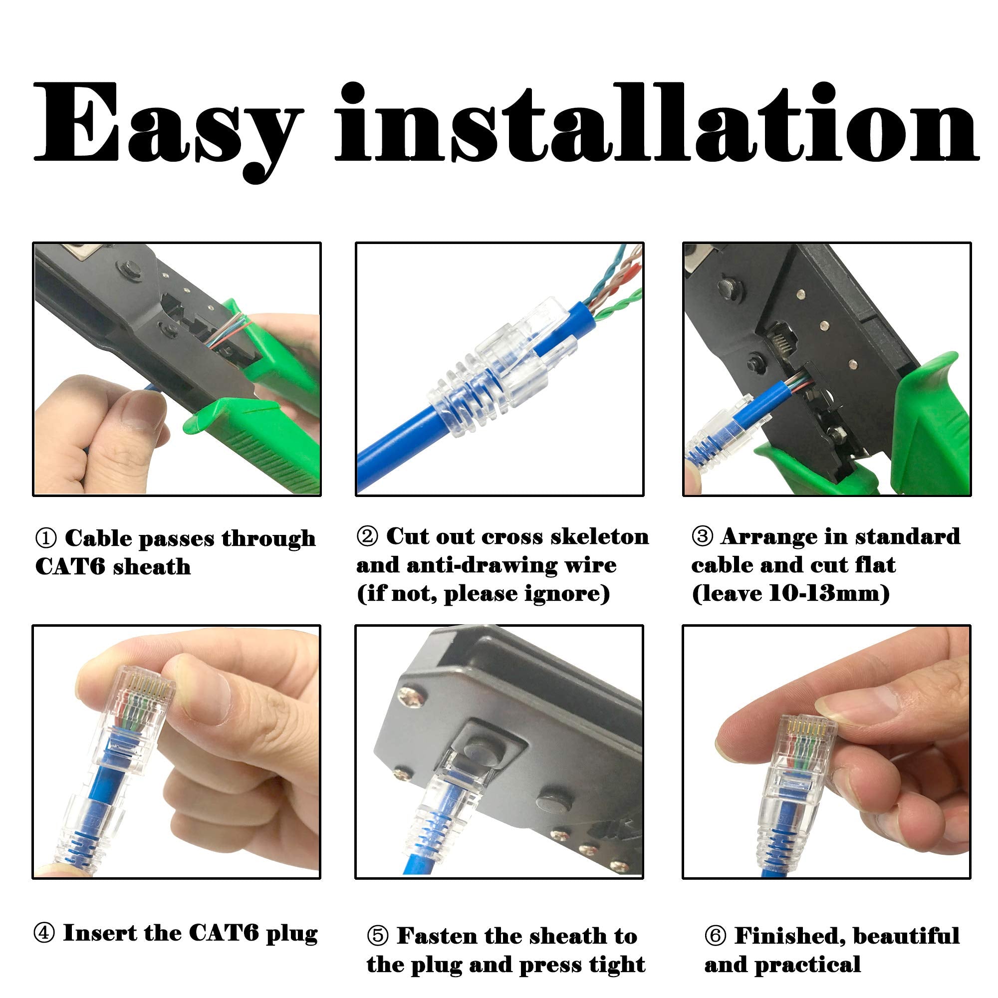 Gelrhonr 100 Pcs Rj45 Cat6 Strain Relief Boots Connector For Standard Cat6 Cat6A Ethernet Cable Lan Cable Connector Boot Cover For Various Diameter Lan Cable Clear