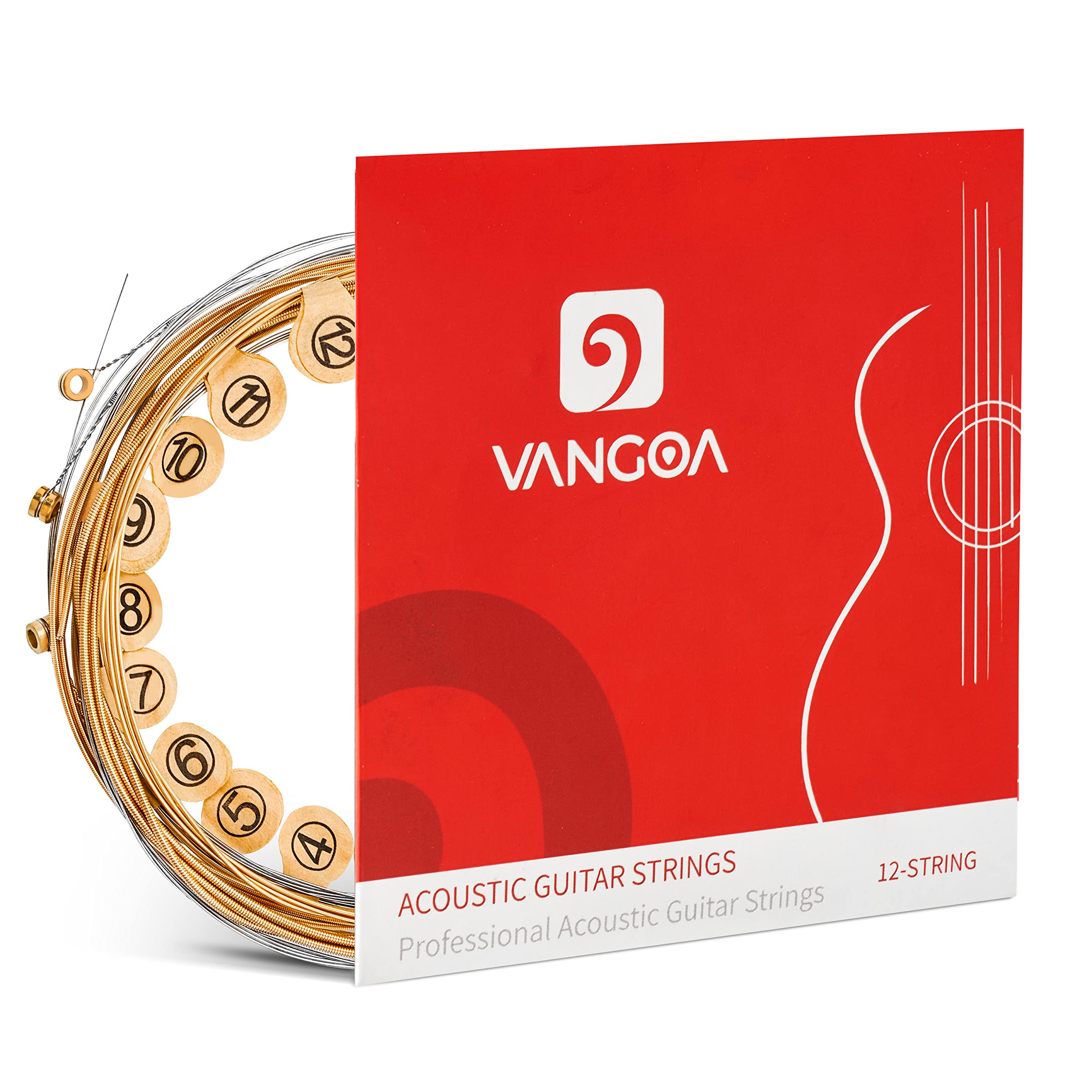 Vangoa Guitar Strings For 12 String Acoustic Guitar, 85/15 Bronze, Vacuum Sealed Packaging Durable Acoustic 12 String Set, Ball