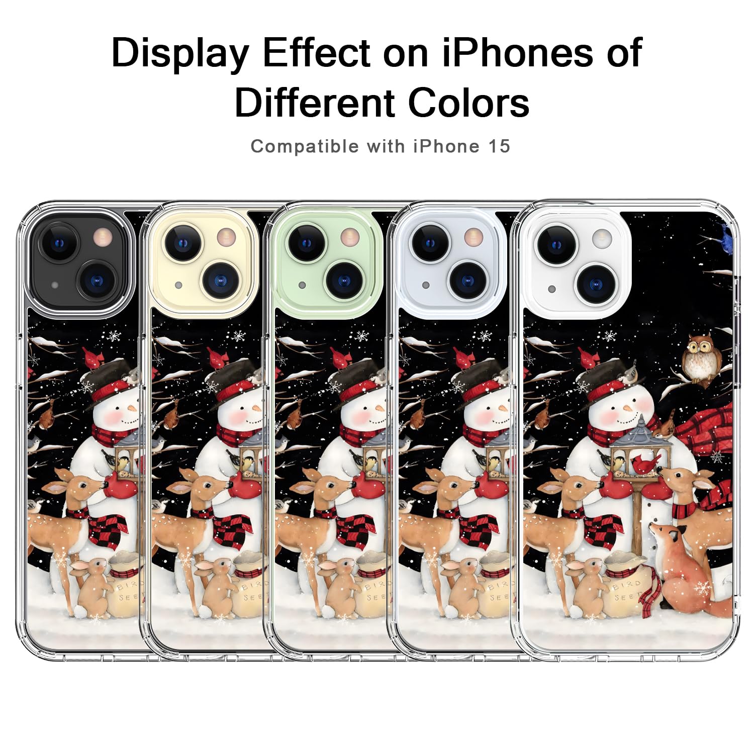 Bicol Christmas Phone Case For Iphone 15 With Screen Protector And Camera Lens Protector   Wireless Charging   Slim Shockproof P