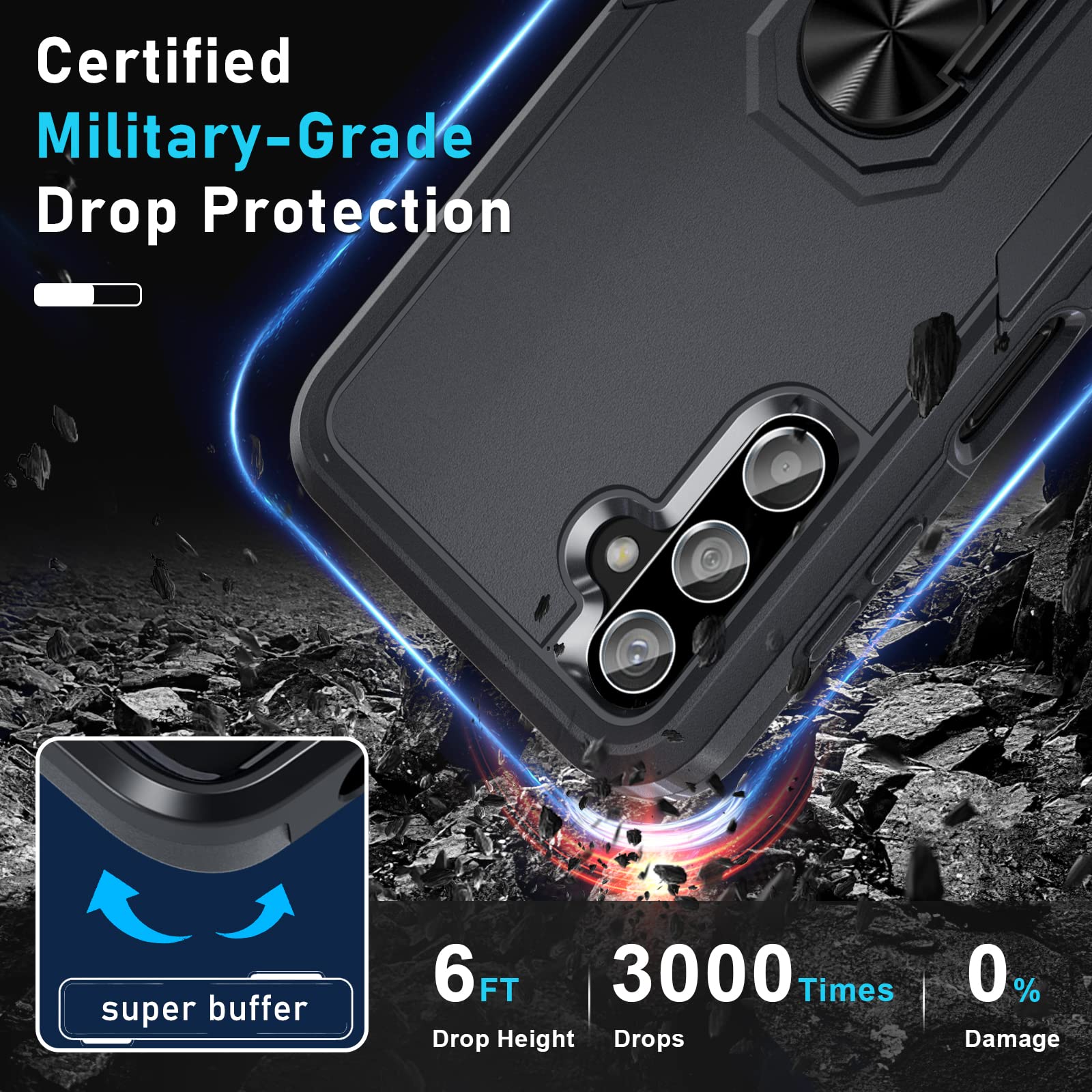 Janmitta Compatible With Samsung Galaxy A14 5G Case With Screen Protector+Camera Lens Protector,Heavy Duty Full Body Phone Cover