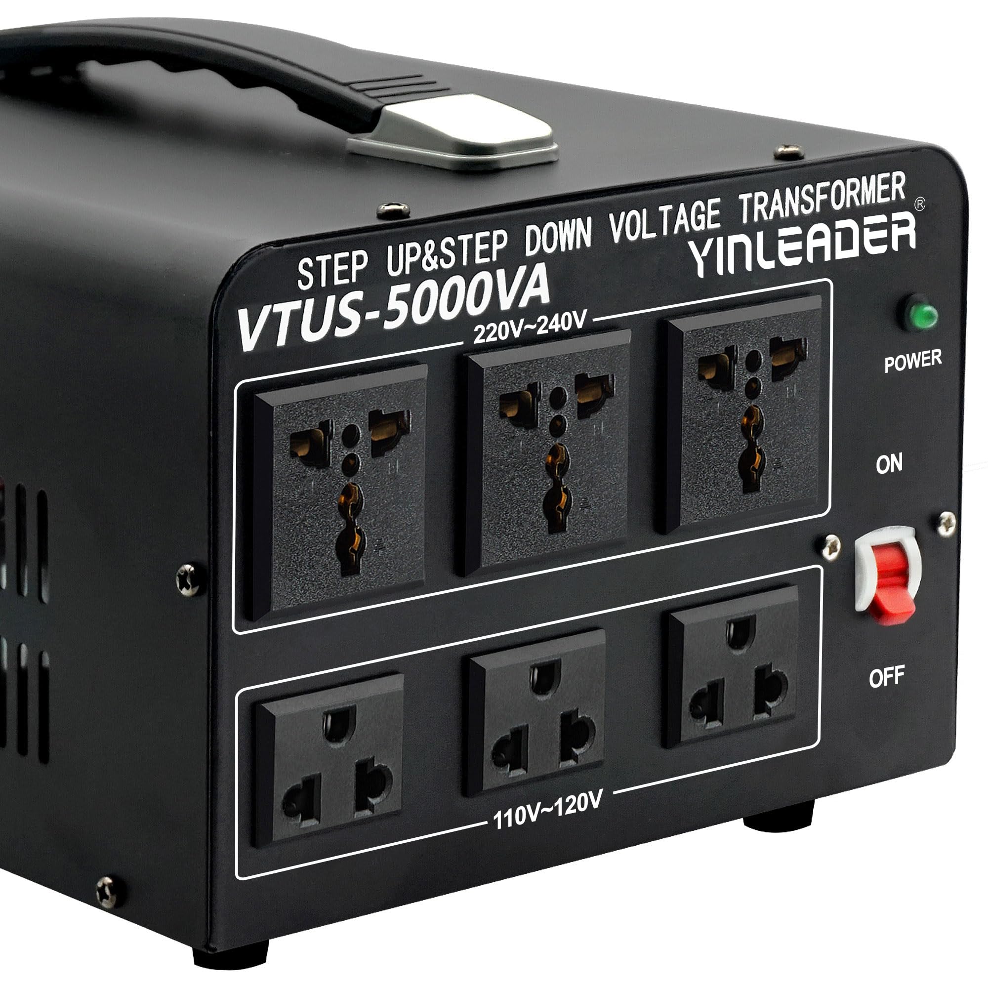 Yinleader 5000W Voltage Converter Transformer Step Up 110V-120V to220V-240V or Step Down 220V to 110V AC Power Converter w/US St