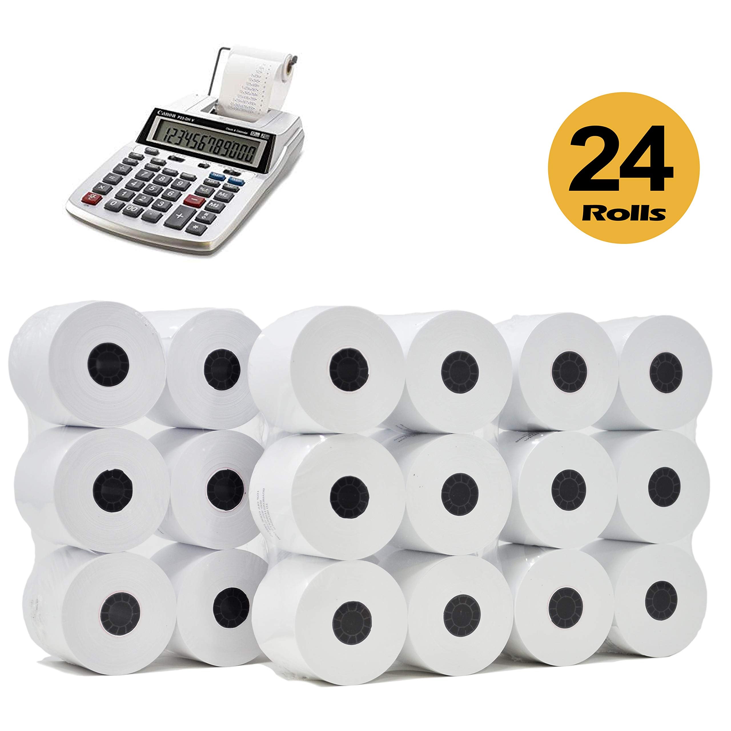 (24 Rolls) 2 1/4 X 150 Ft White Adding Machine Tape Paper Rolls Premium One Ply Register Adding Machine/Calculator Paper Rolls P