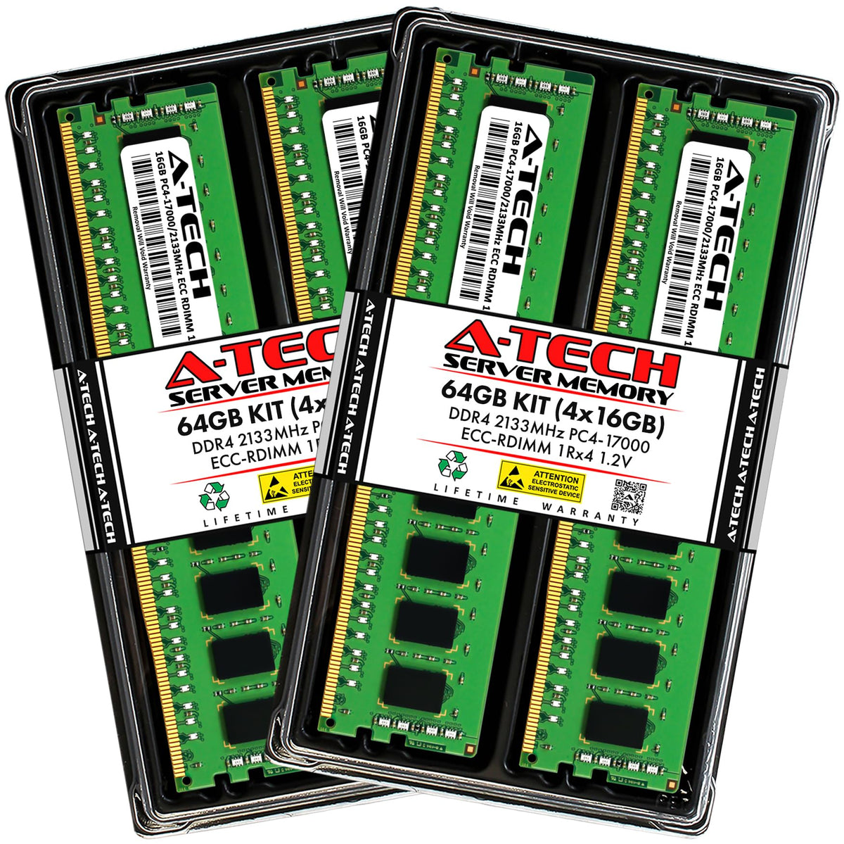 A Tech 64Gb Kit (4X16Gb) Ddr4 2133Mhz Pc4 17000 Ecc Rdimm 1Rx4 1.2V Single Rank Ecc Registered Dimm 288 Pin Server & Workstation
