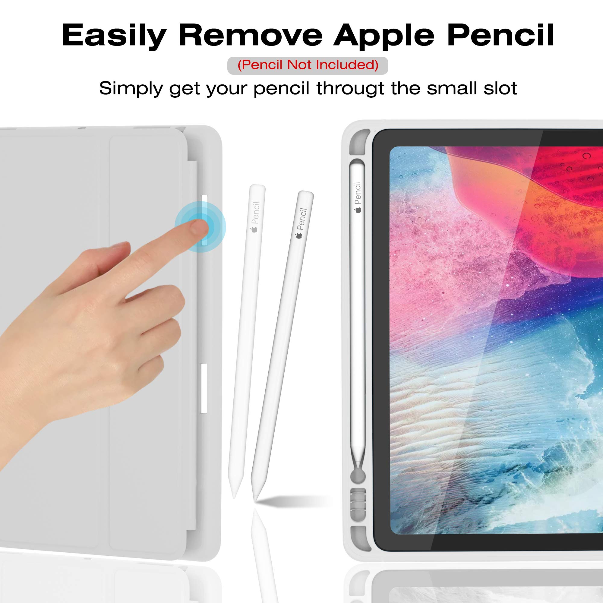 Case For Ipad Air 3 Case 2019 With Pencil Holder Ultra Slim Soft Tpu Back Cover With Auto Sleep/Wake Full Body Protective Smart