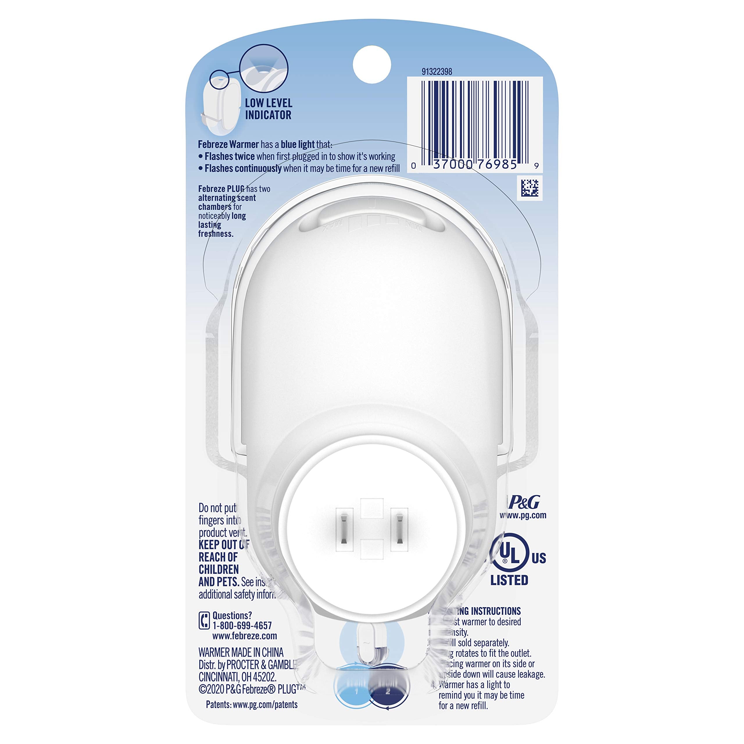 Febreze Plug In Air Freshener Fade Defy Plugs, Scented Oil Warmer, 4 Pack