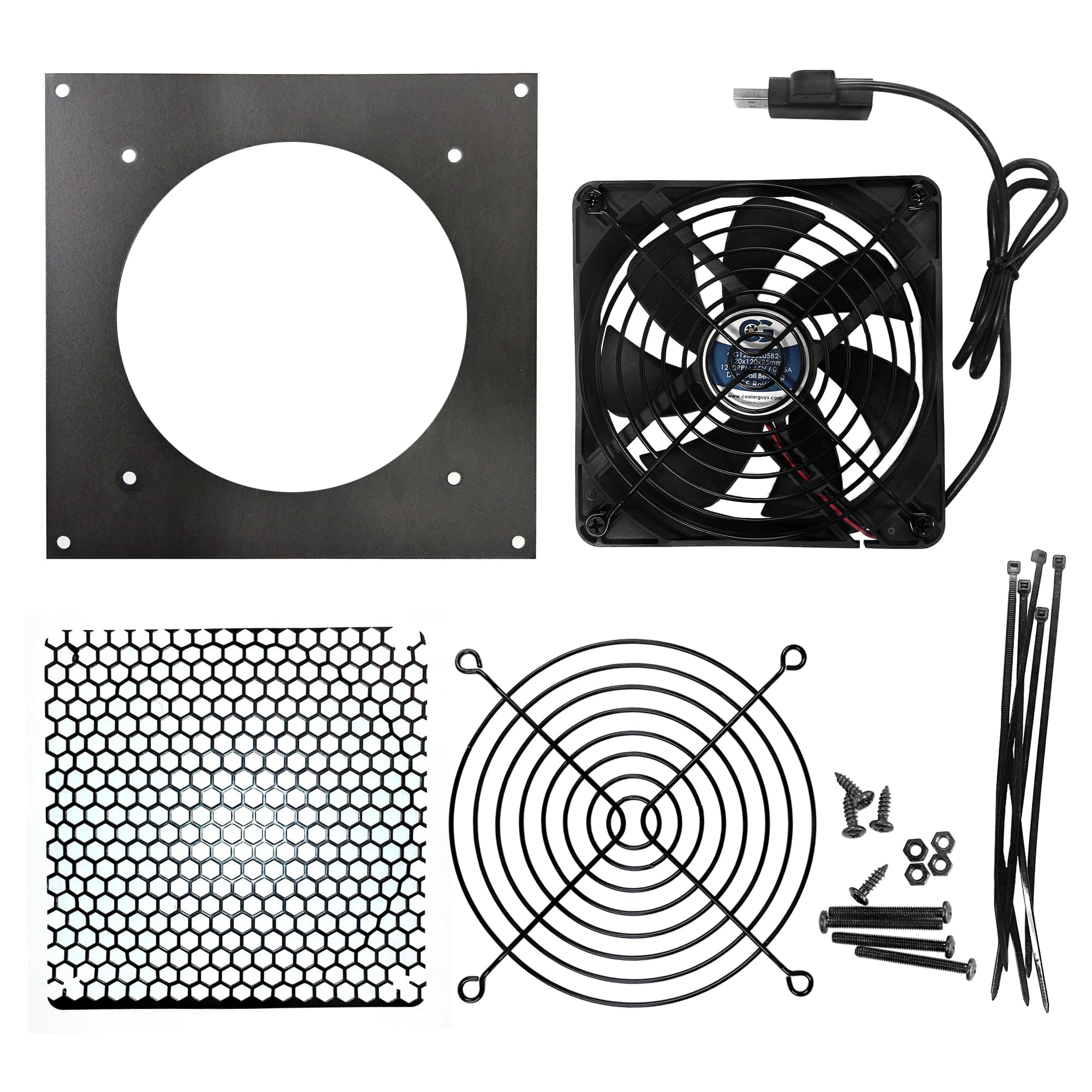 Coolerguys Pro Metal Series Single 120Mm Usb Powered Cooling Kit Cabcool1201 M Usb