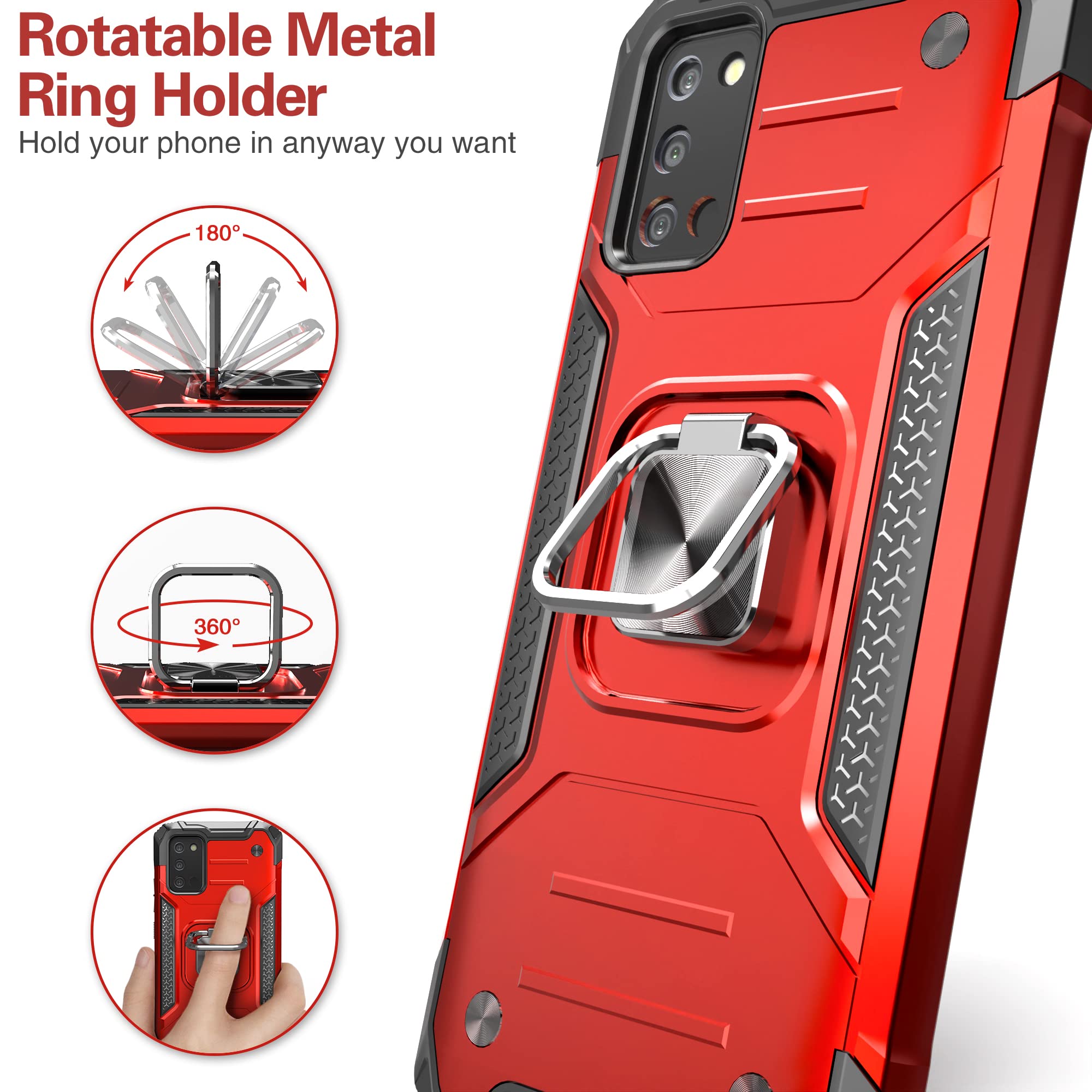 Idystar For Galaxy A02S Case With Screen Protector,For Galaxy A02S Case,Shock Absorption Heavy Duty Drop Test Slim Cover With Ki