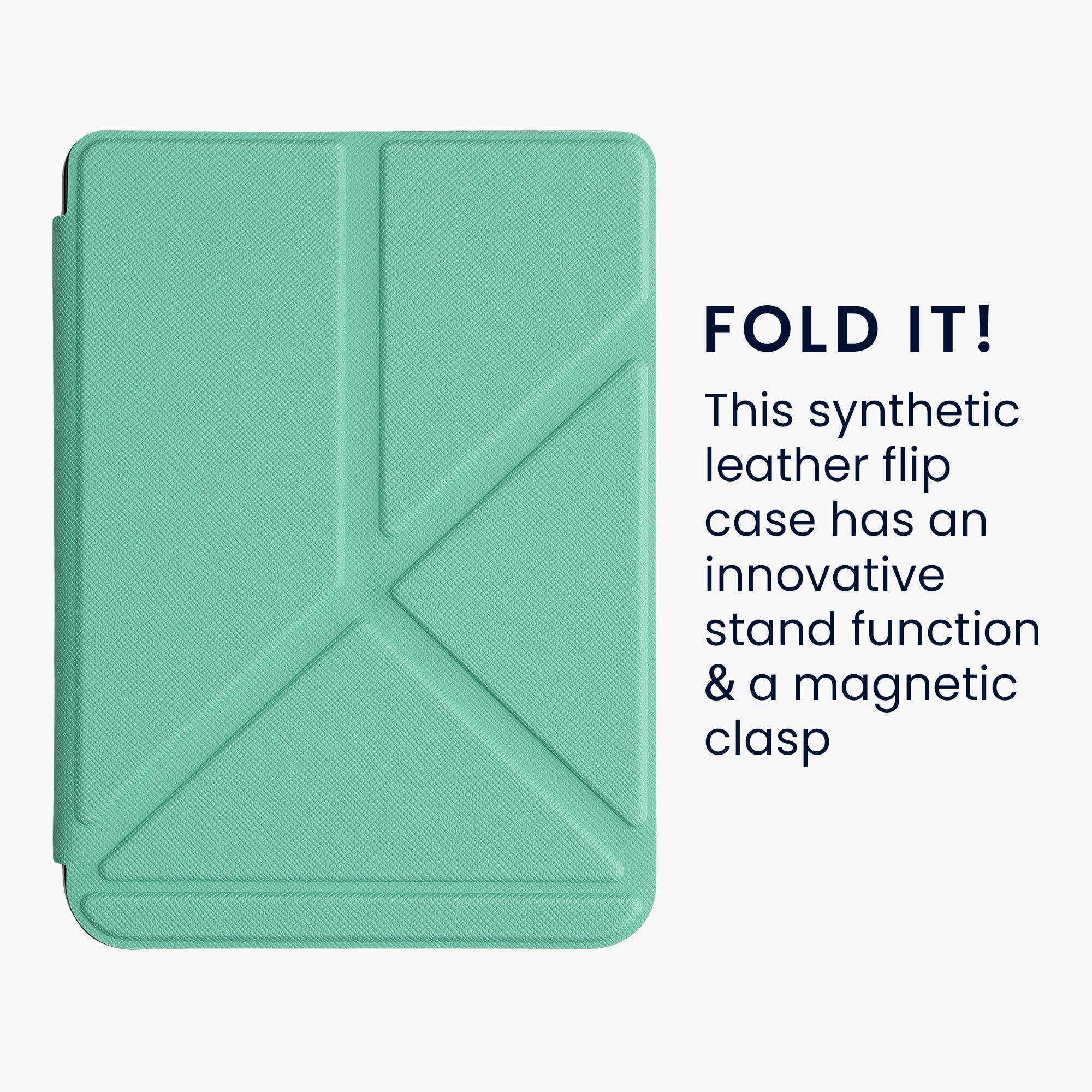 Kwmobile Origami Case Compatible With Kobo Clara 2E / Tolino Shine 4 Case   Slim Pu Leather Cover With Stand   Mint