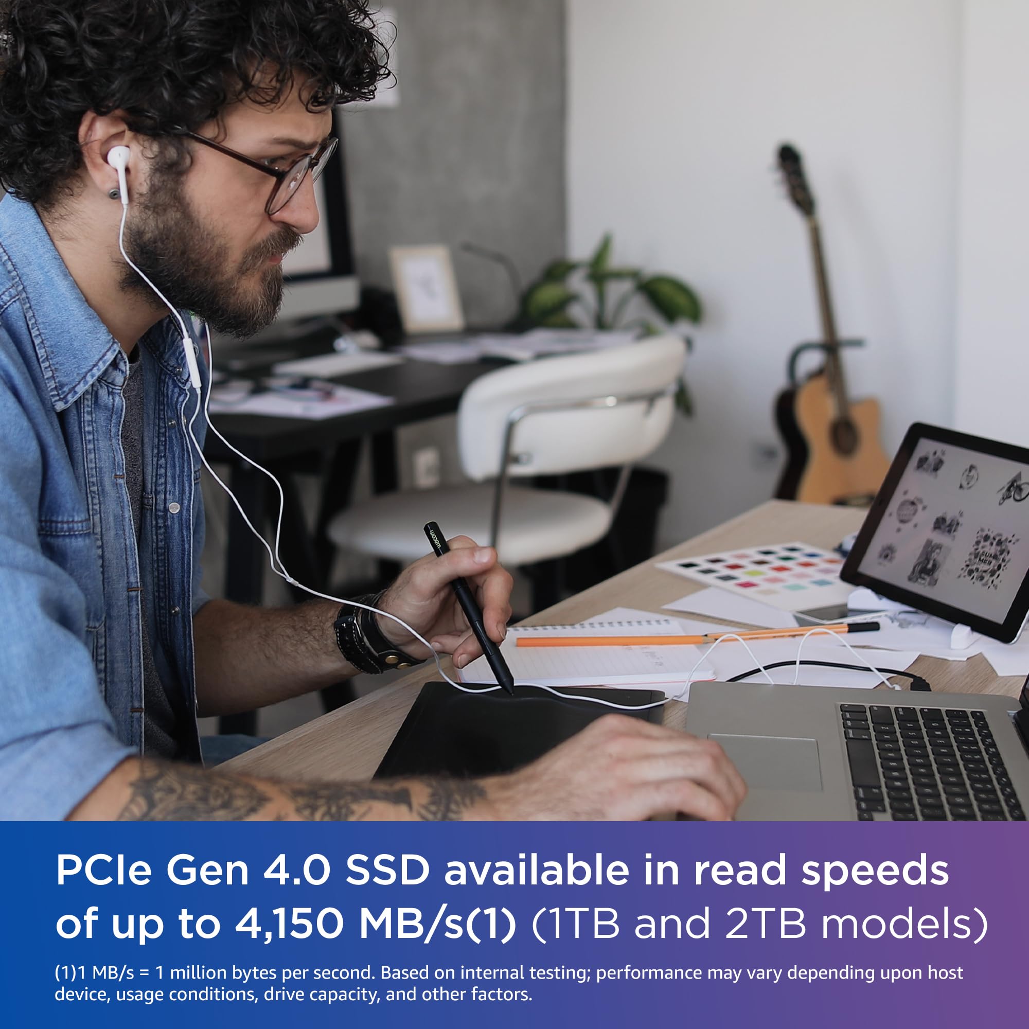 Western Digital 1Tb Wd Blue Sn580 Nvme Internal Solid State Drive Ssd - Gen4 X4 Pcie 16Gb/S, M.2 2280, Up To 4,150 Mb/S - Wds100