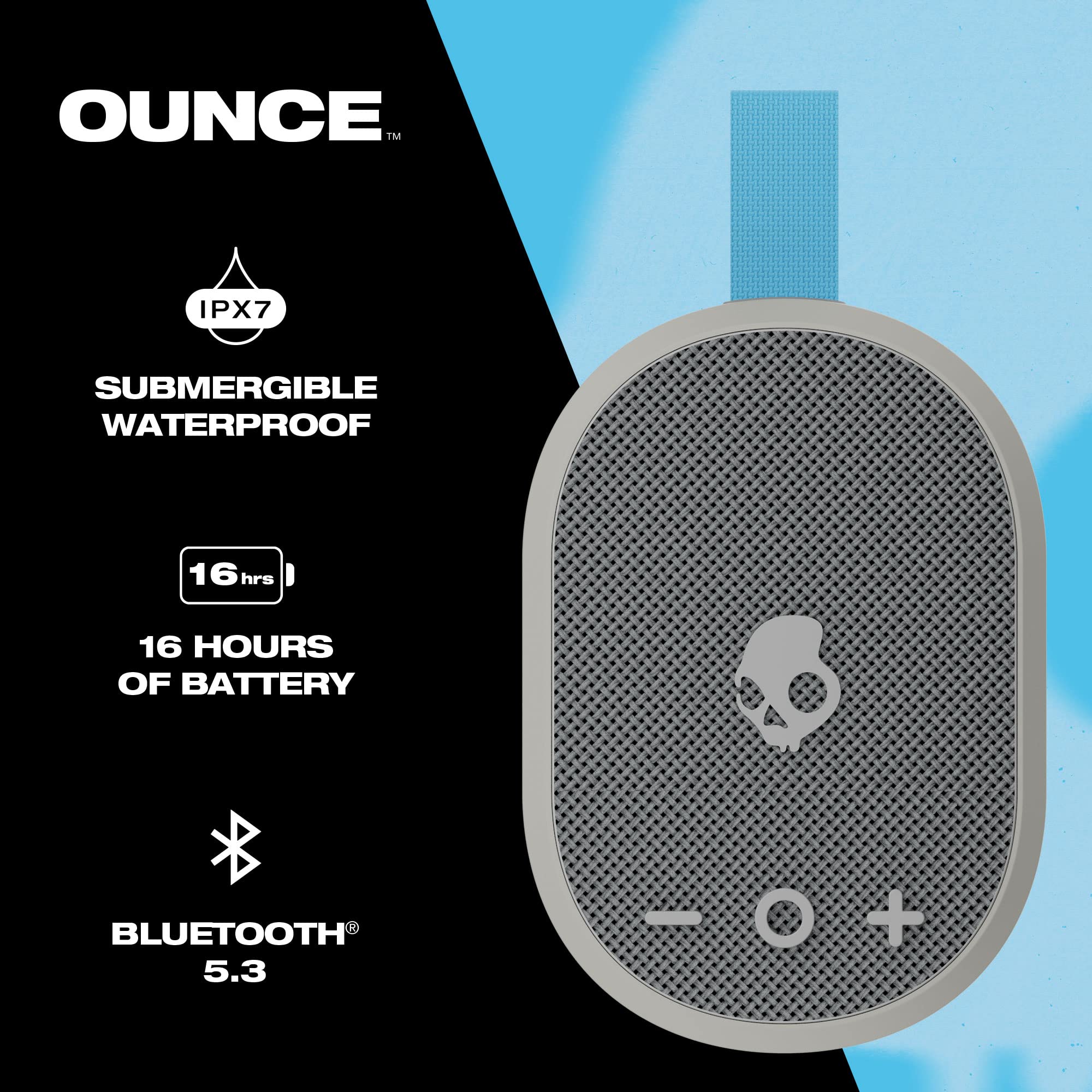 Skullcandy Ounce Wireless Bluetooth Speaker   Ipx7 Waterproof Mini Portable Speaker With 16 Hour Battery, Downward Firing Passiv