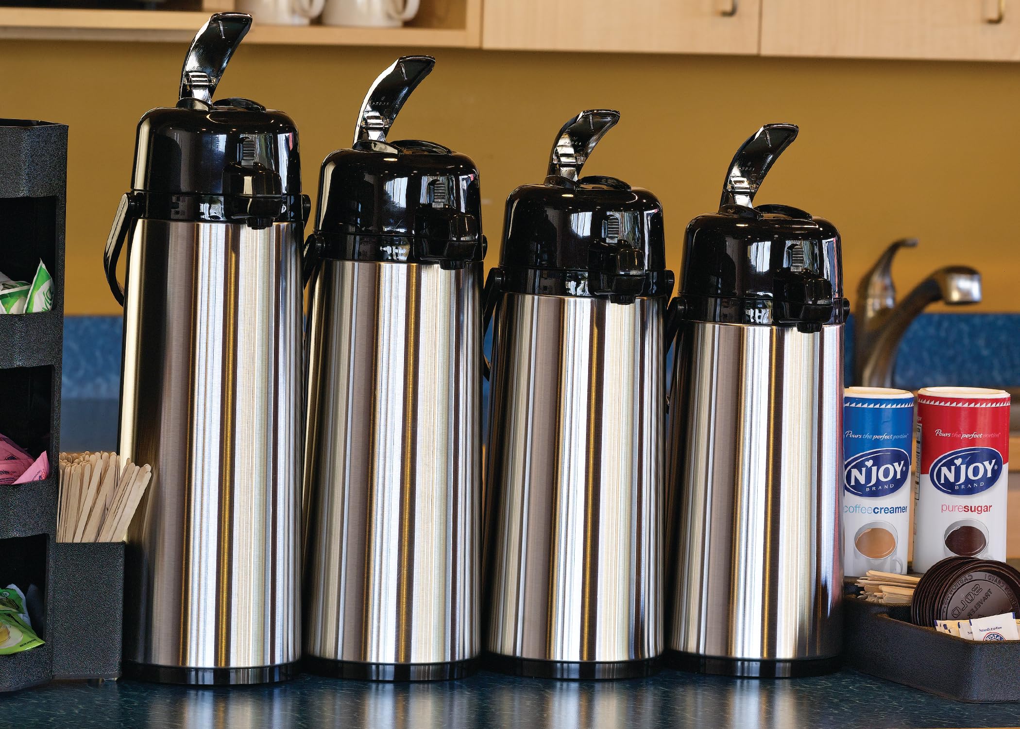 Service Ideas Ecal25S Eco Air Airpot With Lever Lid, Insulated Beverage Dispenser, Thermal Coffee Carafe, 2.5 Liter, Glass Vacuu