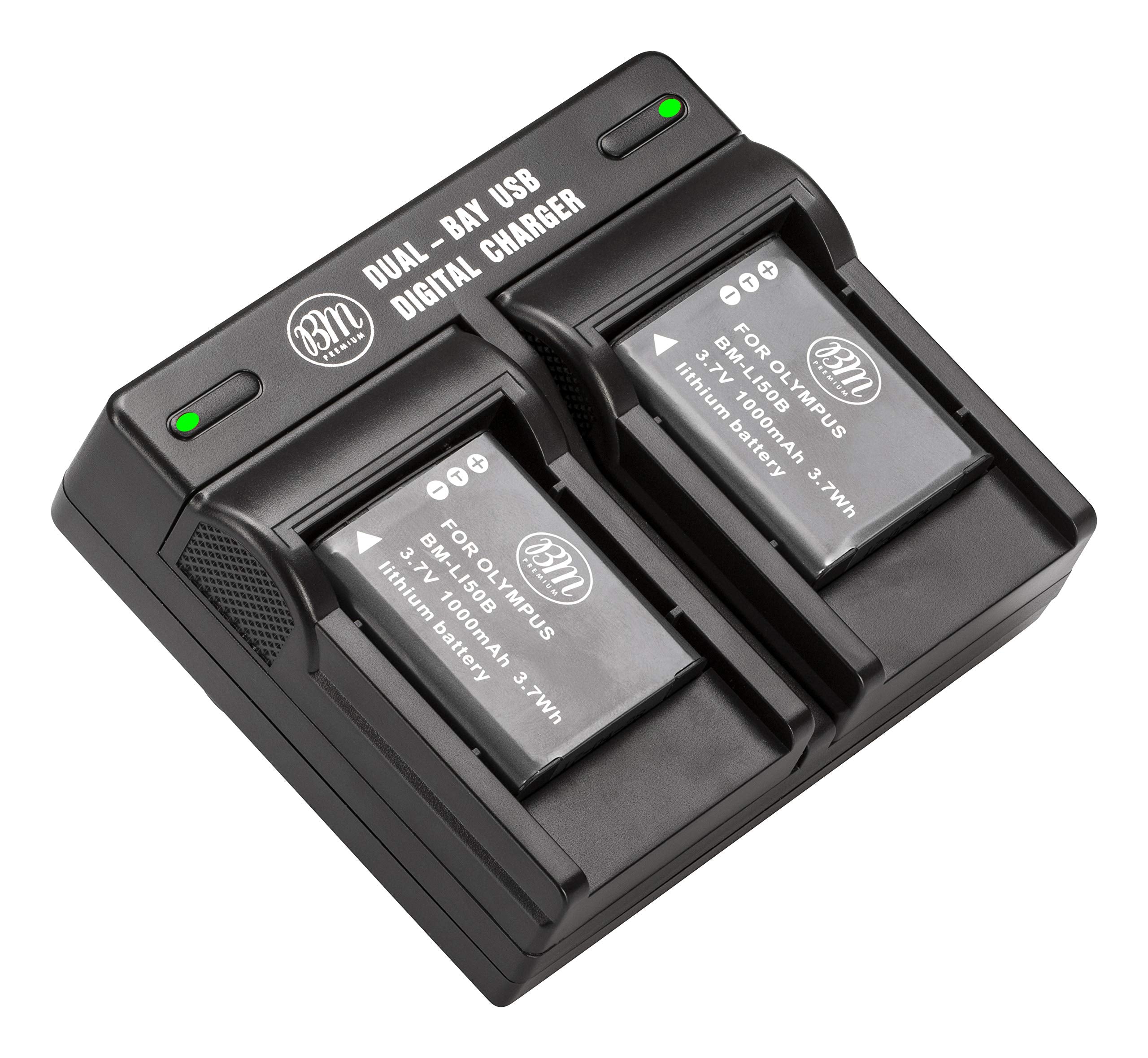 BM Premium 2 Pack oF LI 50B, LI50 Batteries and Dual Battery Charger for Olympus Stylus TG610, TG630 HIS, TG 810, TG 820, TG 830 HIS, TG 850, TG 850 IHS, TG 860, TG 870, VG 190, XZ 1, XZ 16 iHS Camera