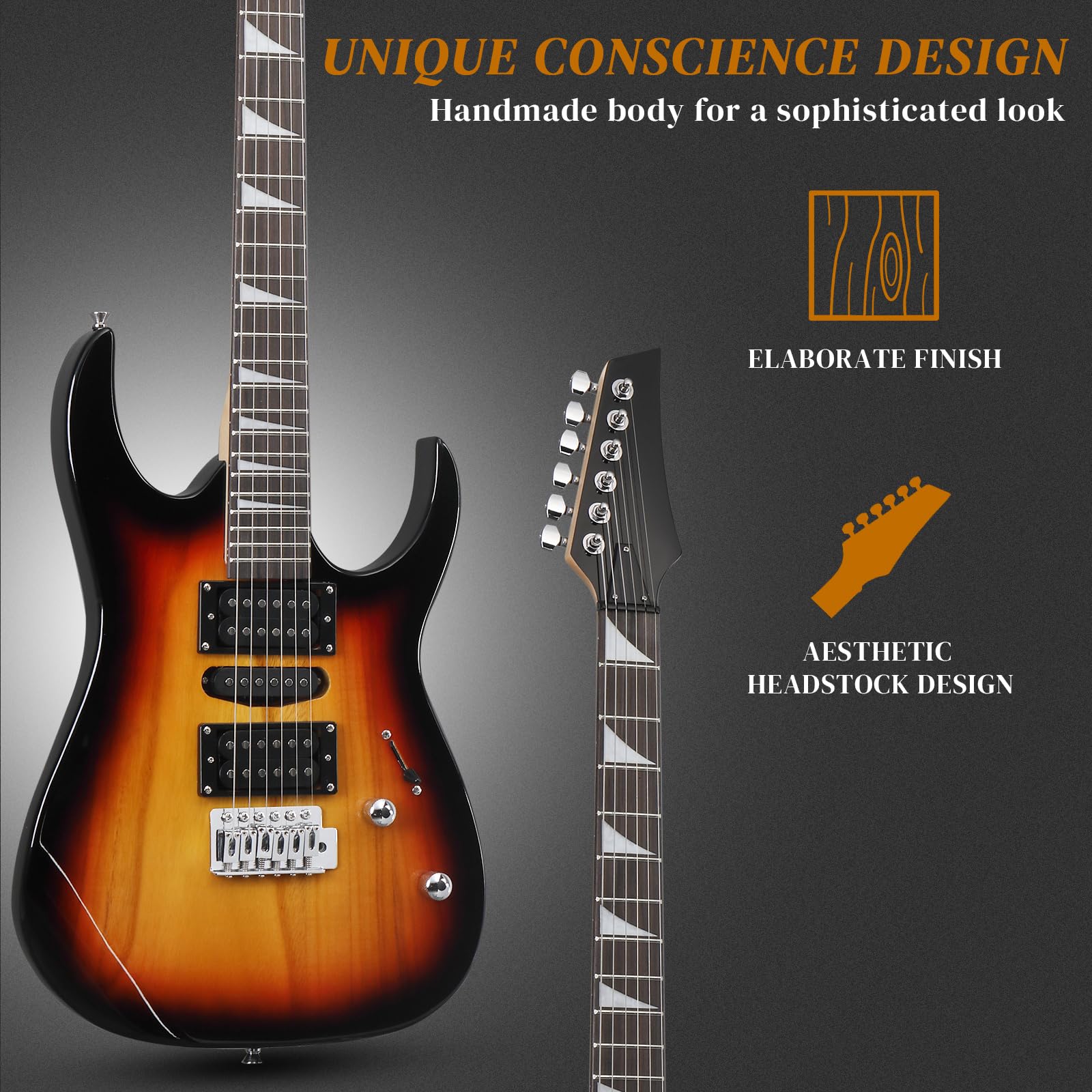 Ktaxon 39 Inch Electric Guitar With 20Watt Amp, Full Size 170 Model Starter Electric Guitar Kit For Beginners & Professional W/B