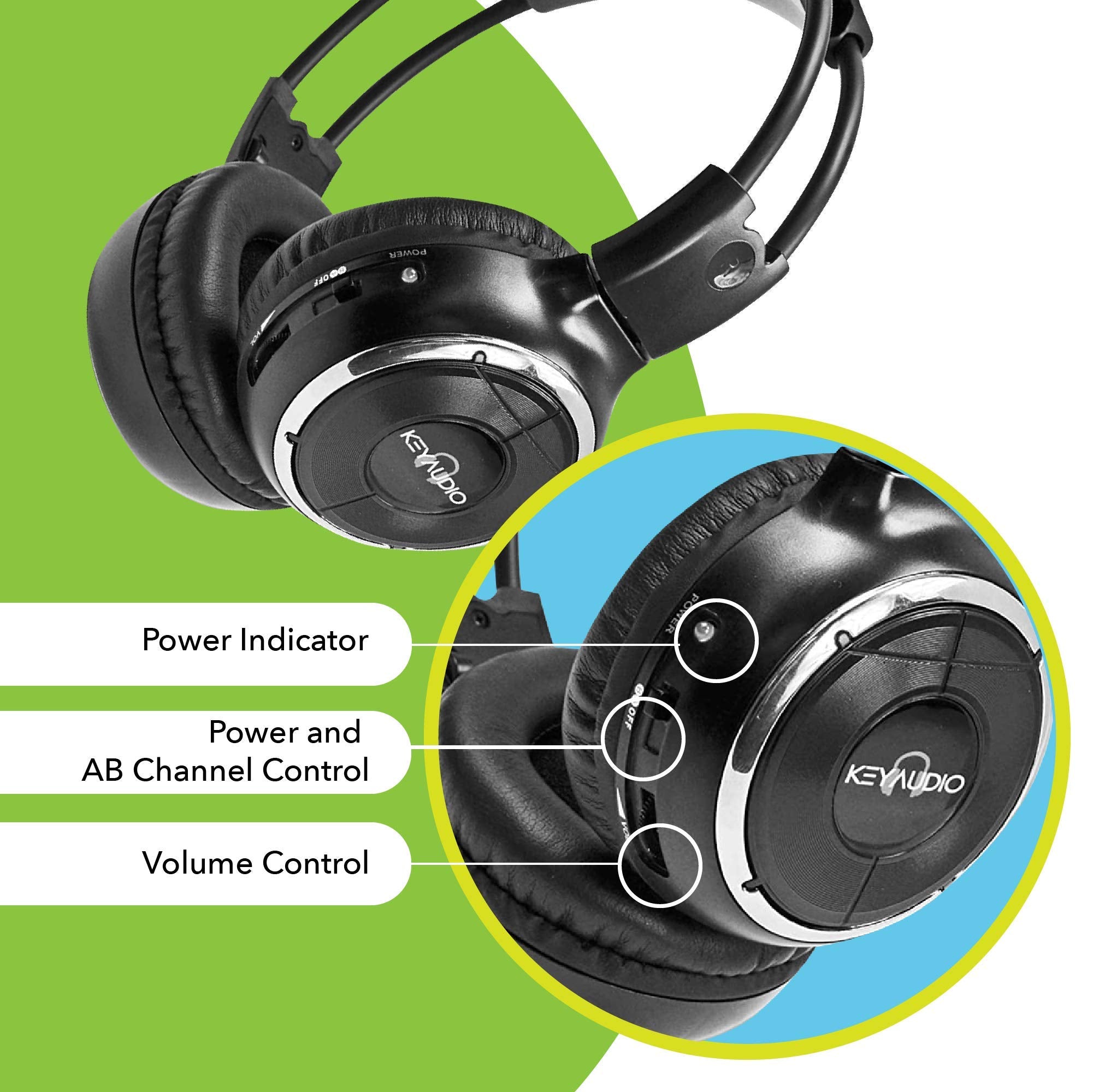 Rp Accessories Ir 2008B Infrared Wireless Headphones, 2 Channel Folding Universal Rear Entertainment System Ir Headphone For Car