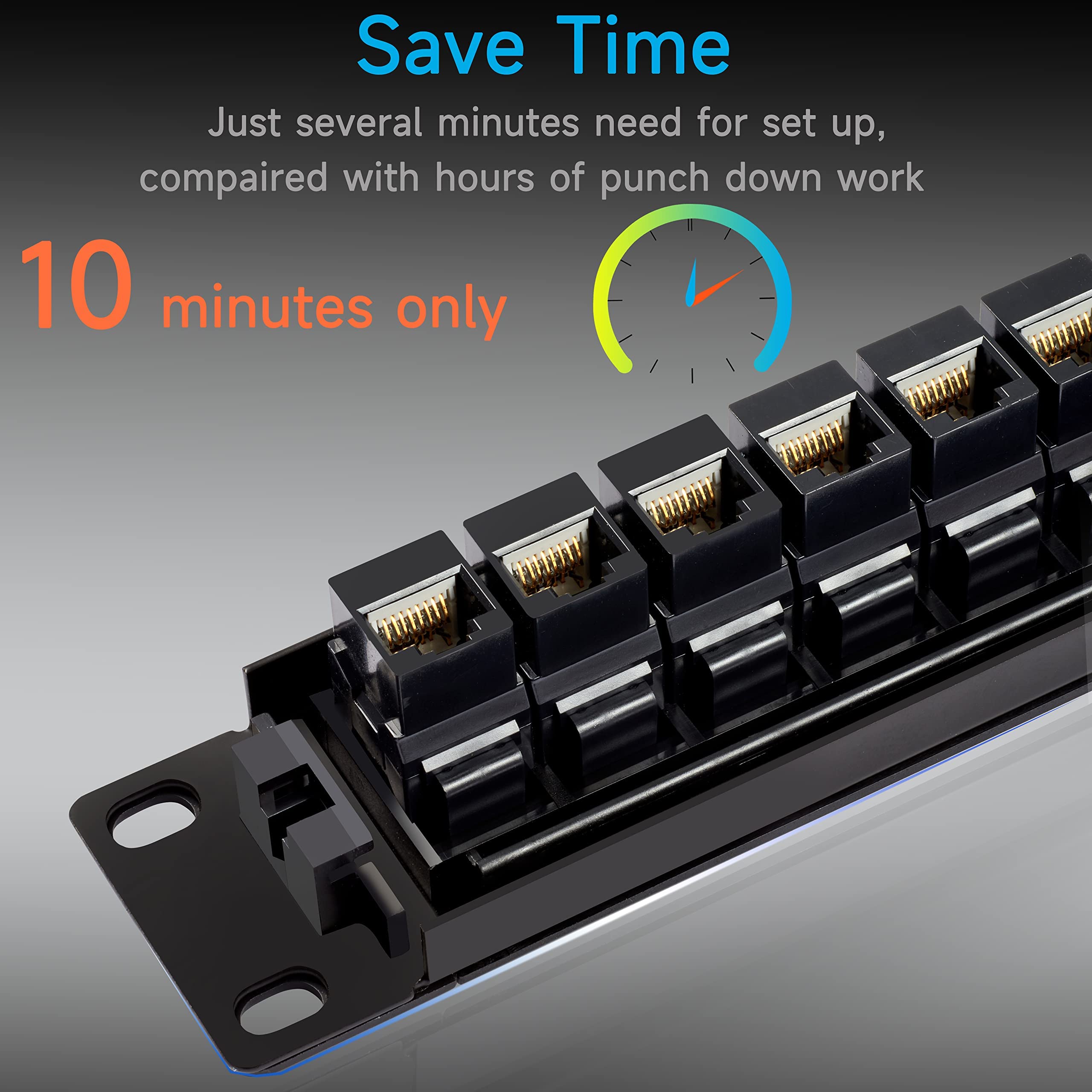 Lysymixs 24 Port Rj45 Patch Panel Cat6 Feed Through, Coupler Network Patch Panel 19 Inch, Inline Keystone Ethernet Patch Panel W