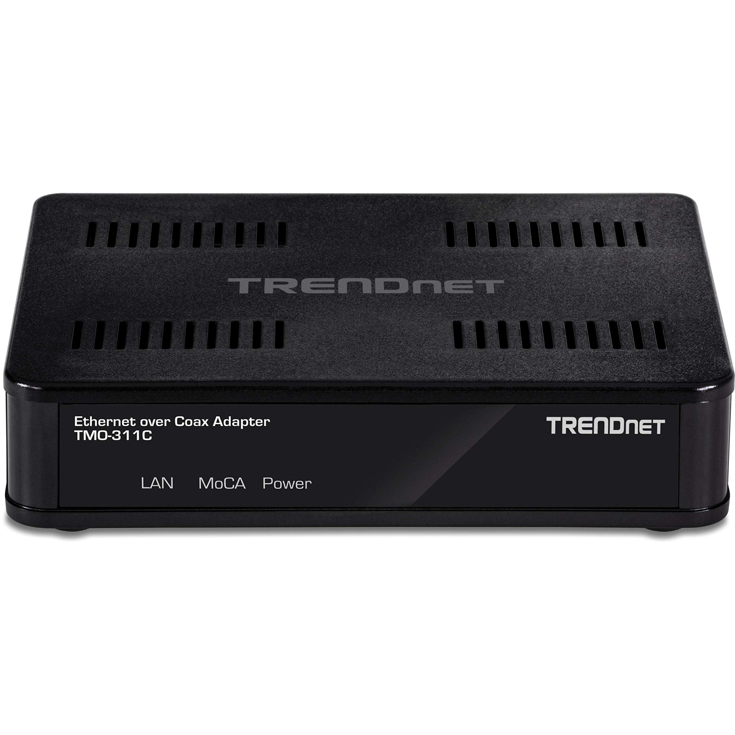 Trendnet Ethernet Over Coax Adapter, Backward Compatible With Moca 2.0, Gigabit Lan Port, Supports Net Throughput Up To 1Gbps, Supports Up To 16 Nodes On One Network, Black, Tmo 311C