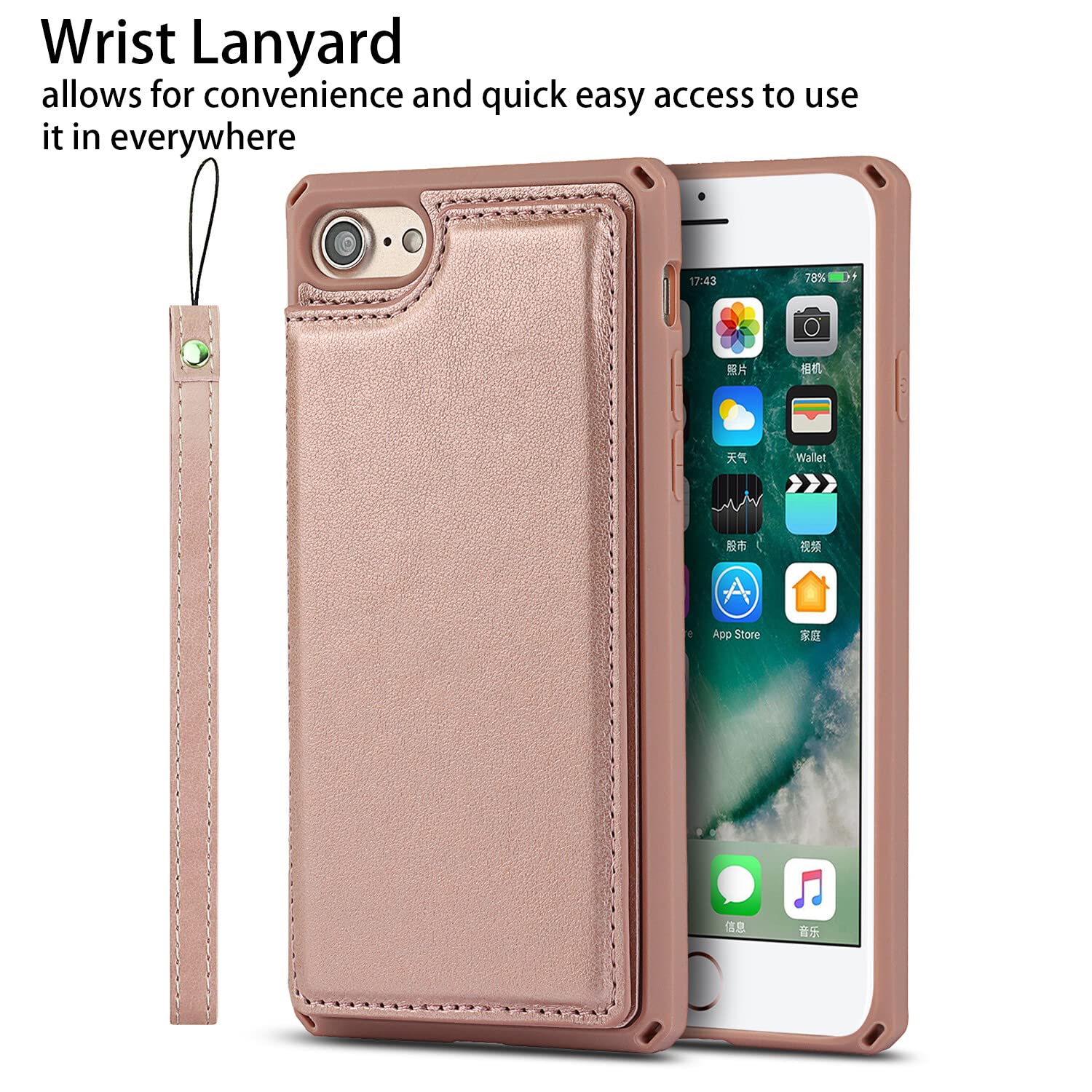 Cavor For Iphone 8 Iphone Se Case Wallet With Card Holder,Wallet Case With Card Holders For Iphone 7 Phone Case,[With Strap] Pu