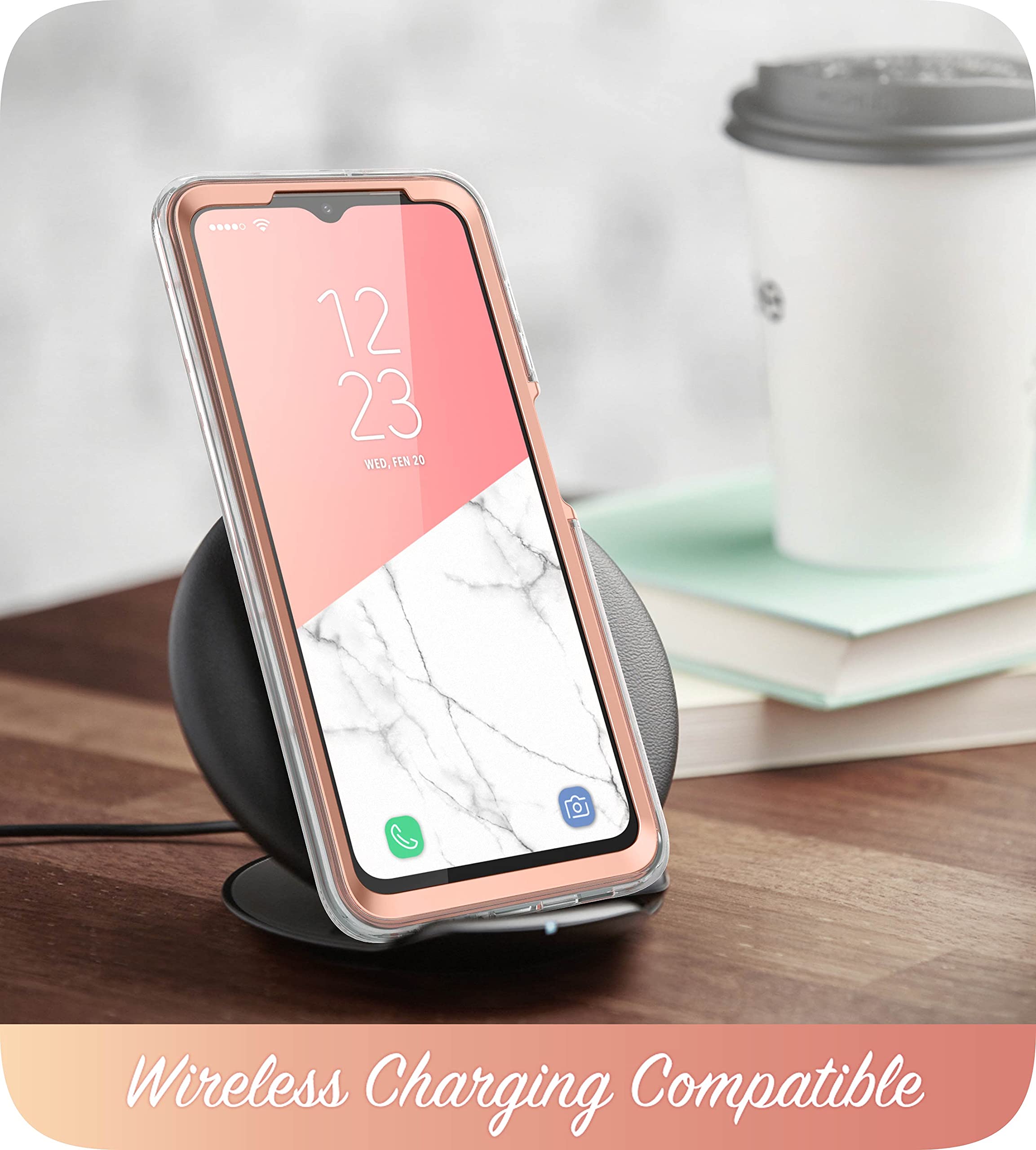 I Blason Cosmo Series Protective Bumper Case With Built In Screen Protector For Samsung Galaxy A12 (2021 Release), Marble Multic