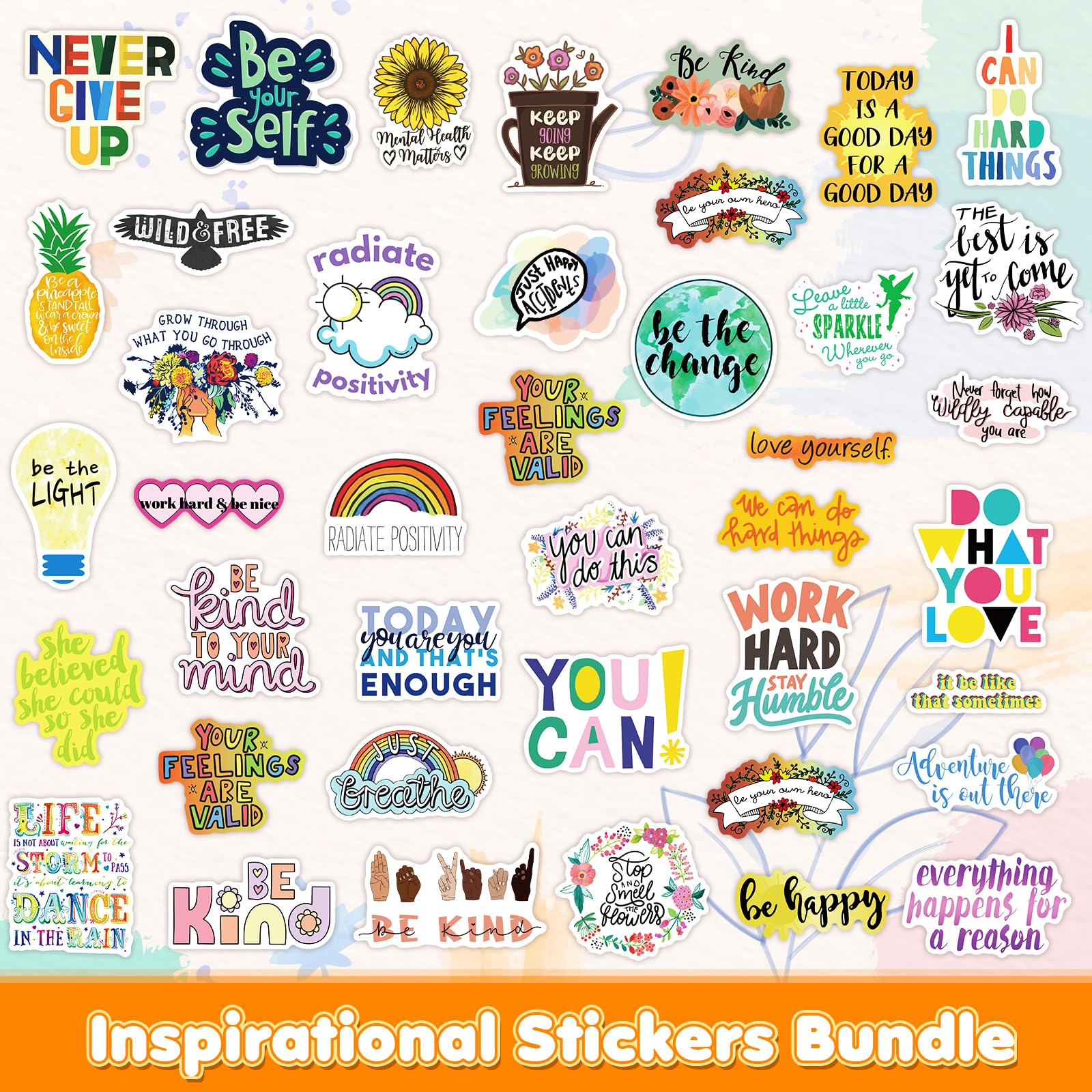 300Pcs Mental Health Inspirational Stickers For Laptop, Motivational Quotes Decals, Positive Words Stickers For Water Bottles, W