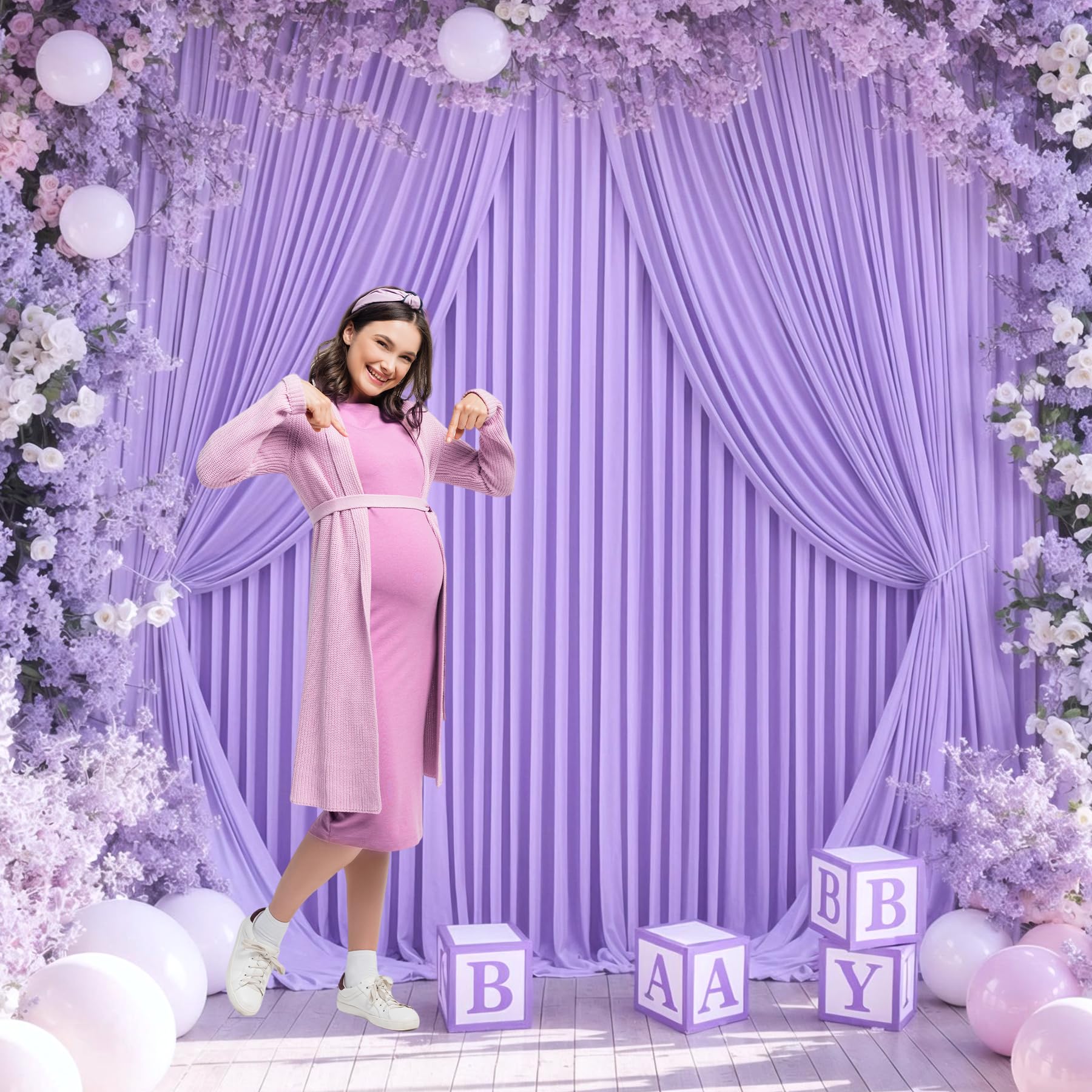 4 Panels Lavender Backdrop Curtain For Parties Wedding Light Purple Wrinkle Free 20Ft X 10Ft Backdrop Drapes For Baby Shower Bir