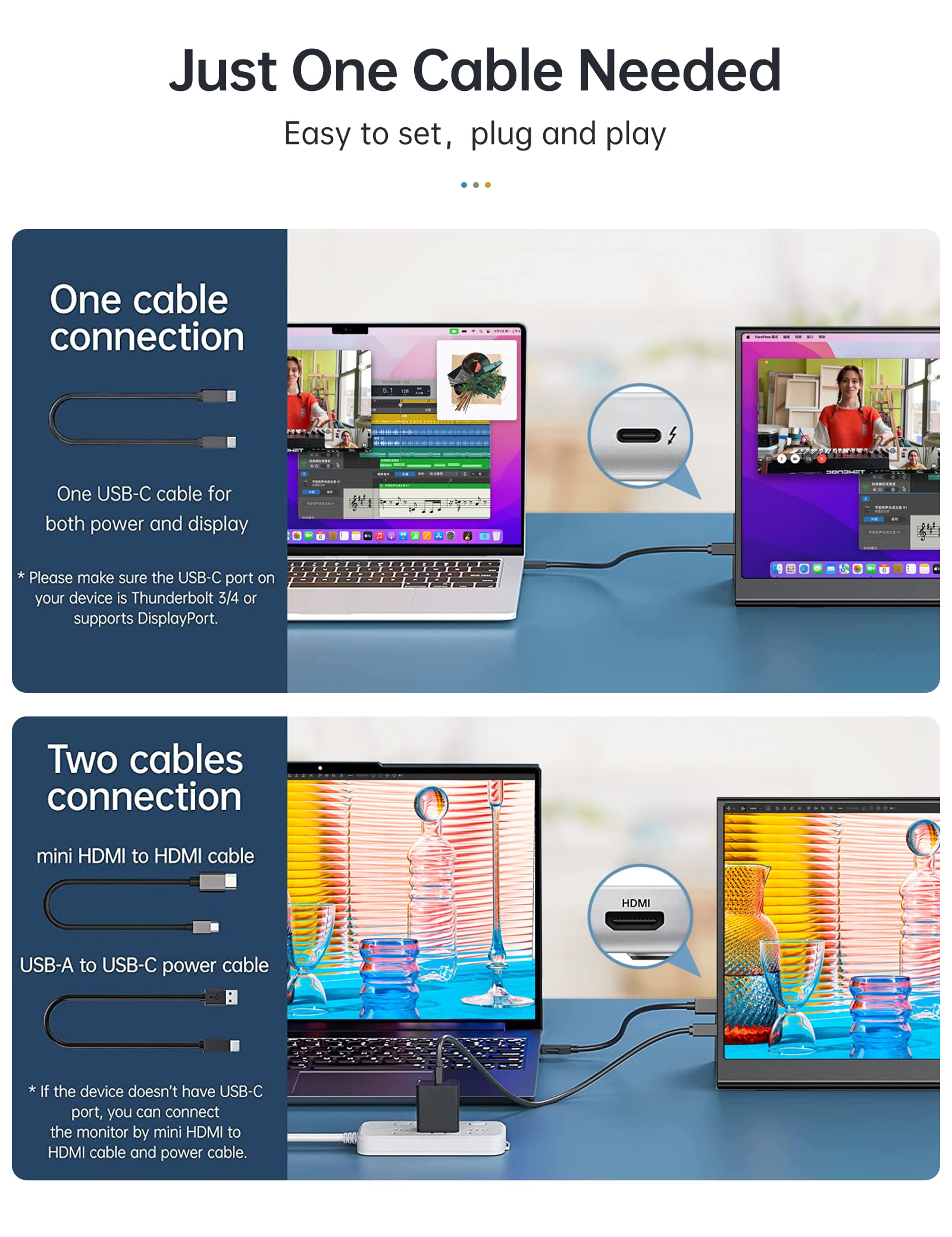 Forhelp 2K Portable Monitor 16Inch 2560X1600 Usb C Laptop Monitor Hdmi Computer Display Hdr Ips Gaming Screen W/Smart Cover & Du