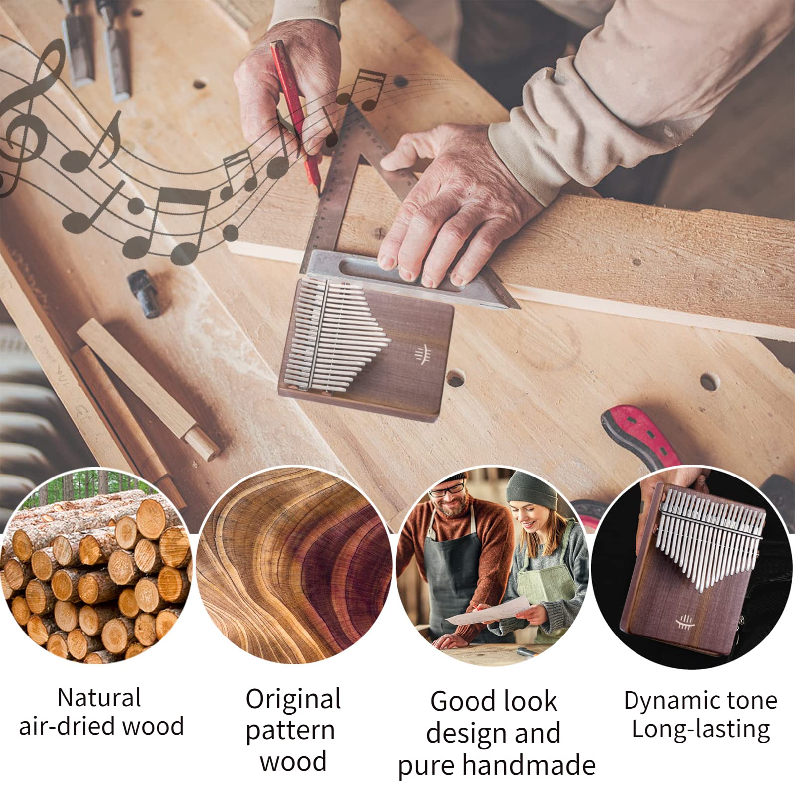 Hluru Kalimba Thumb Piano (21 Keys Walnut Wood)