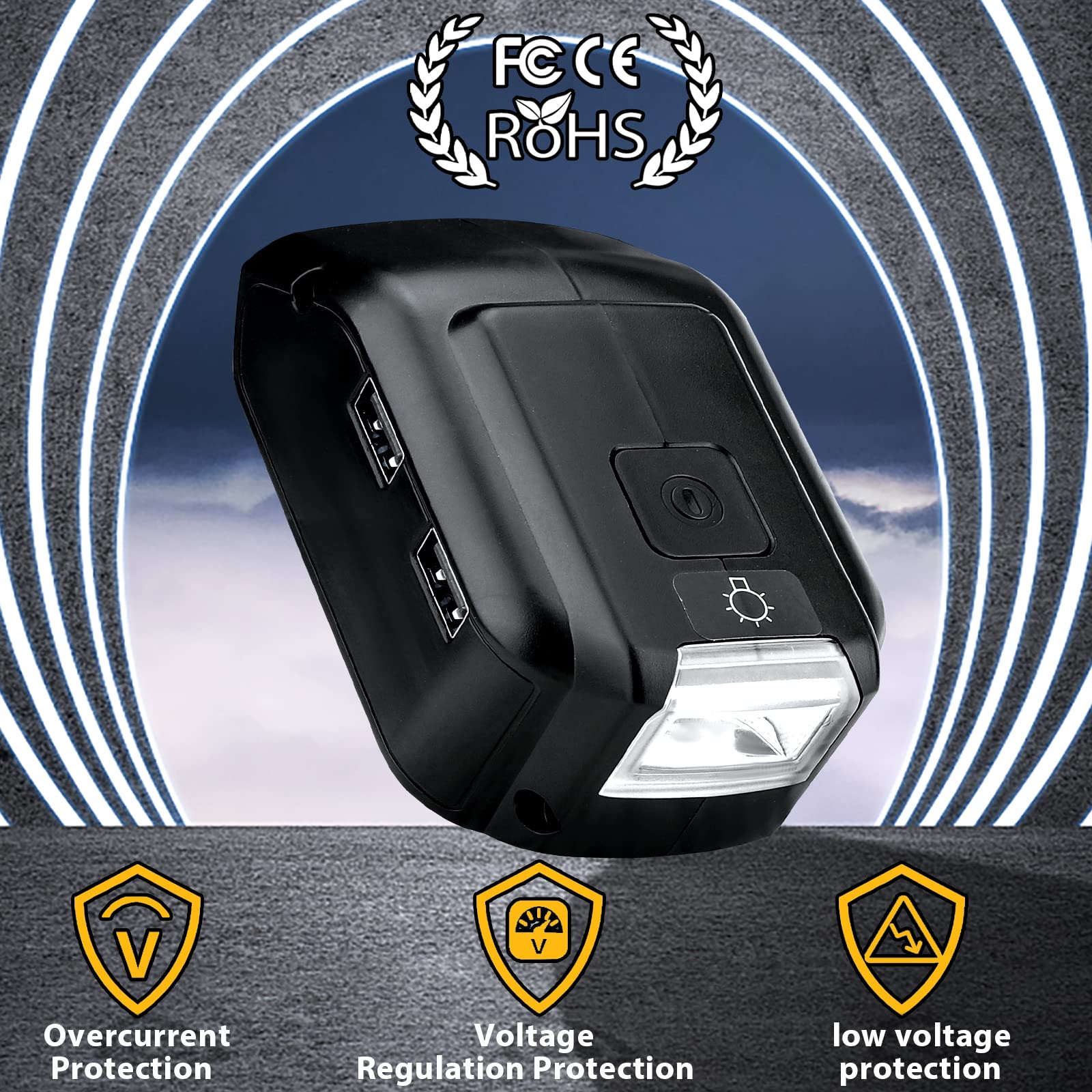 Battery Adapter For Dewalt 20V Battery Usb Phone Charger, Led Work Light With Dual Usb Charger And 12V Dc Port,Power Source Supp