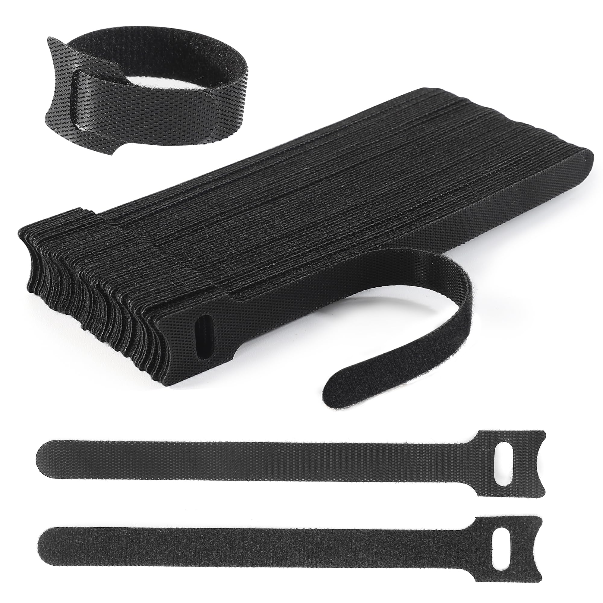 Nettbe 60 Pcs 8 Inches Reusable Cable Ties, Adjustable Cord Straps, Cable Organizer, Cord Wrap And Hook Loop Cords Management  