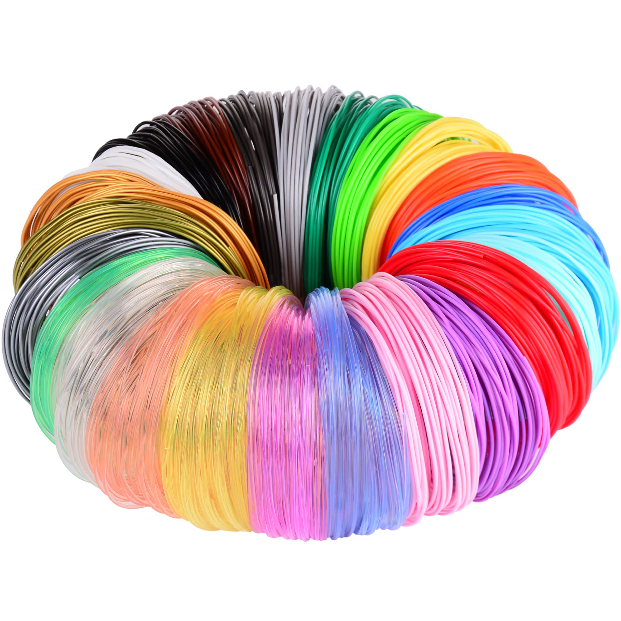 3D Pen 3D Printer Filament, 24 Colors 1.75mm PLA Filament Pack, High-Precision Diameter Filament, Each Color 10 Feet, Total 240 