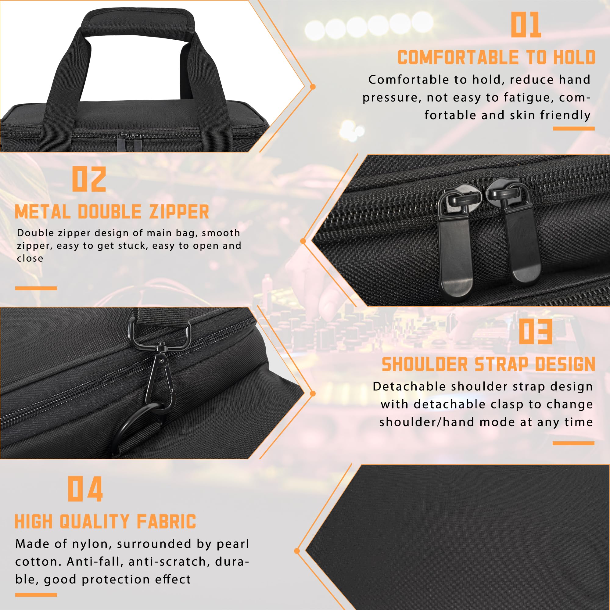 Akozlin Cable File Bag With Detachable Dividers, Dj Gig Bag Cord Organizer Case For Laptop,Dj Gear, Sound Instrument And Music E