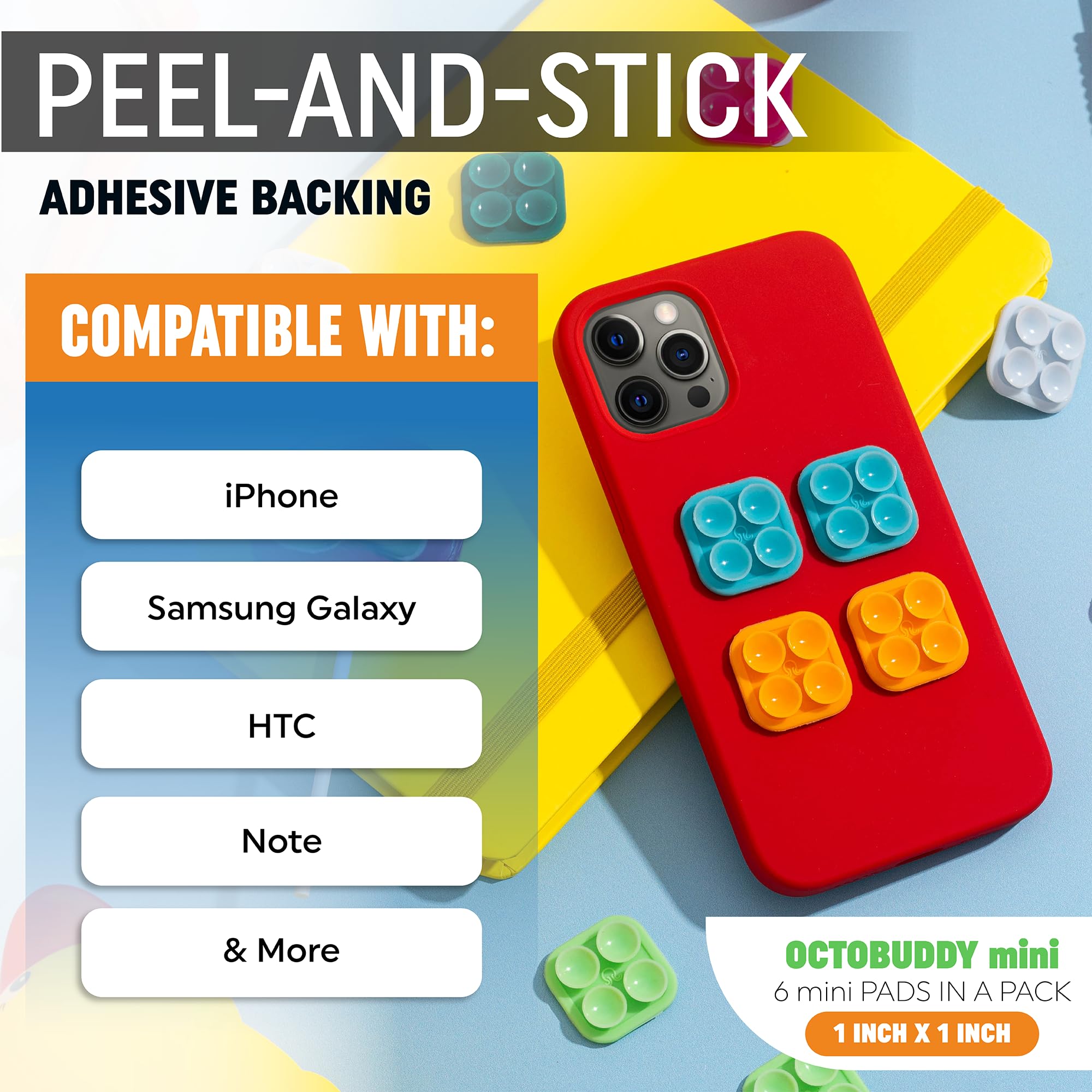 Octobuddy   Silicone Double Sided Suction Phone Case Detachable Mount   Hands Free, Strong Grip Holder For Selfies & Videos   Ip