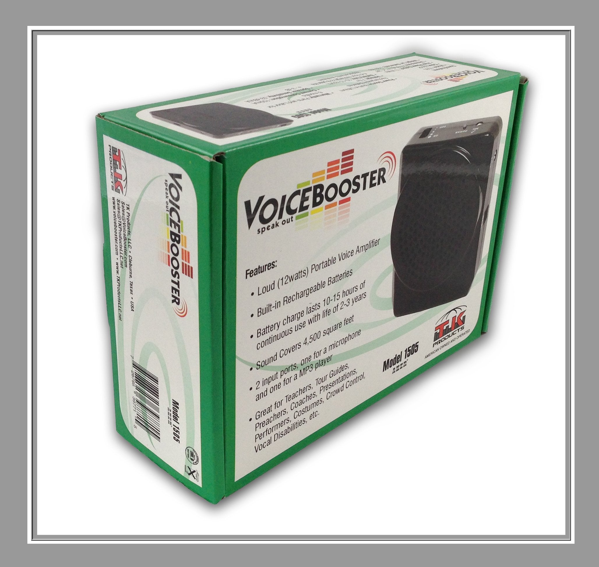 Voicebooster Voice Amplifier 12Watts Black Mr1505 By Tk Products, Portable, For Teachers, Coaches, Tour Guides, Presentations, Costumes, Etc.