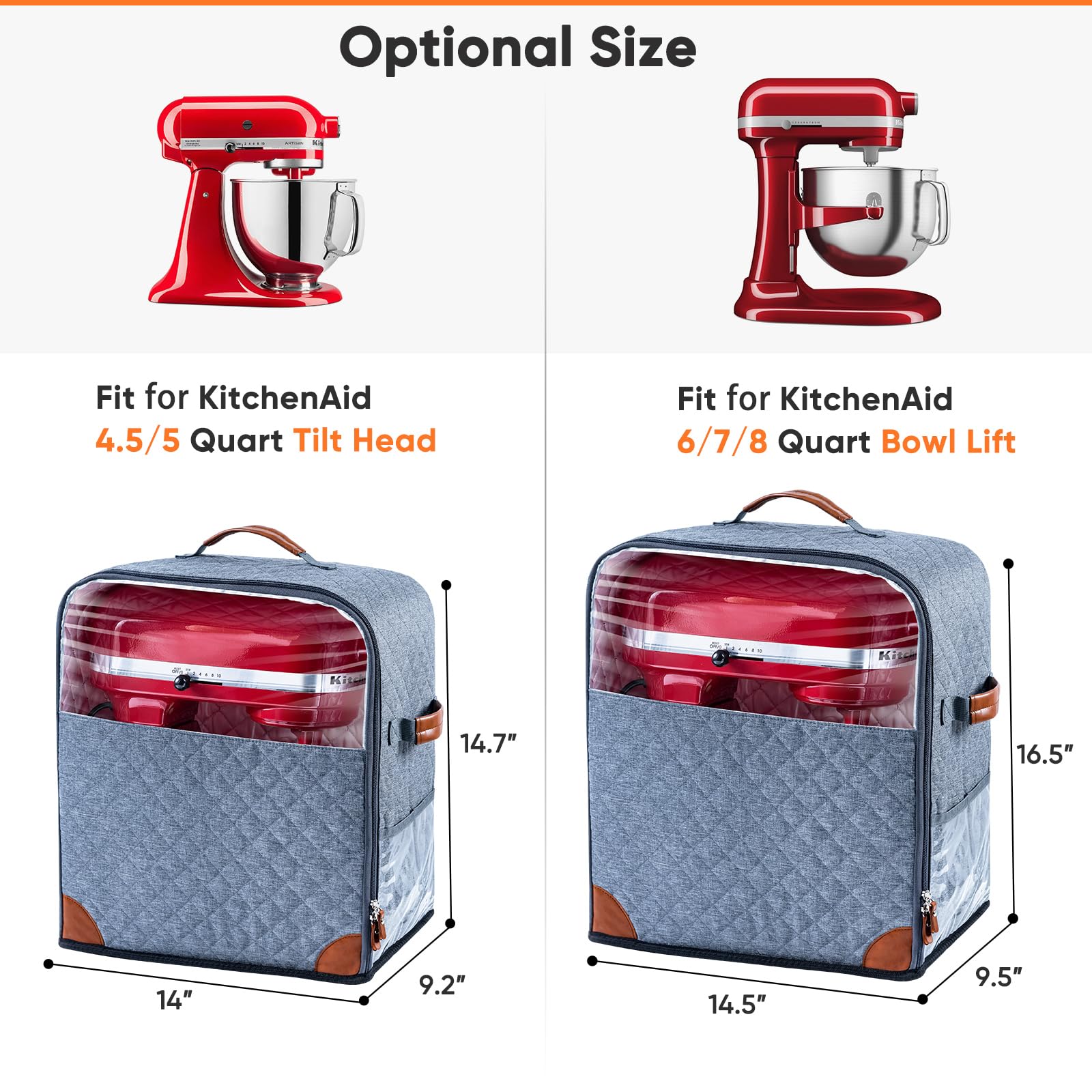 Bagsprite Stand Mixer Cover With Appliance Sliders Base Compatible With Kitchenaid Mixer Storage Bag For 4.5/5 Quart With Pocket