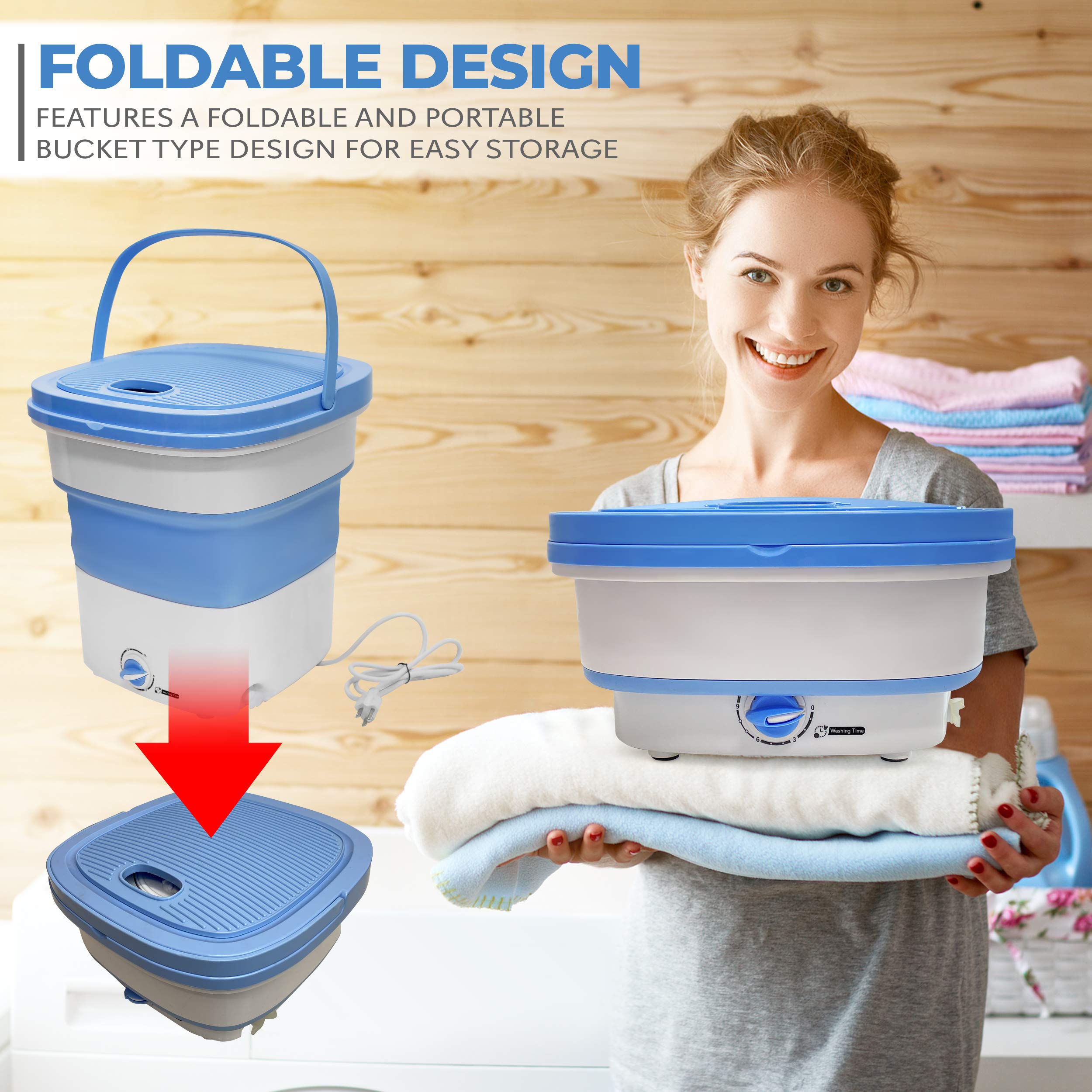 Pyle Portable Mini Washing Machine Lightweight Collapsible Bucket   Perfect For Camping, Travelling, Apartment, Dorm Usa Brand