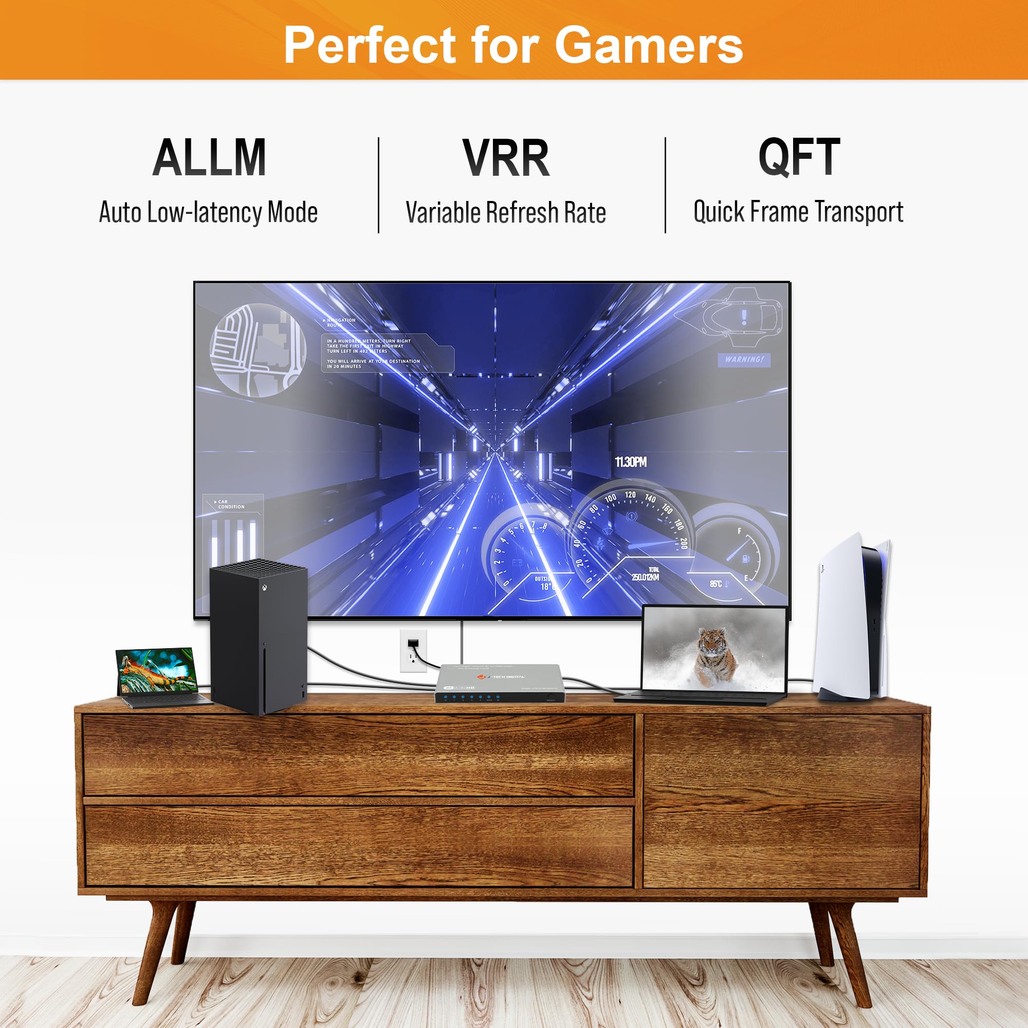 Hdmi Switch 4K 120Hz, Hdmi 2.1 Switch 4 In 1 Out, 8K 60Hz 1080P 240Hz Ir Remote Hdmi Auto Switch Usb C Power Cable, Compatible W