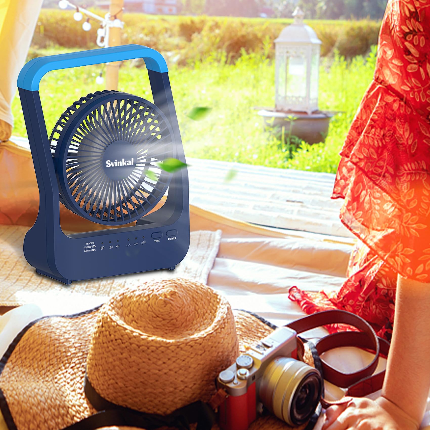 Svinkal Desk Fan, Battery Powered Square Camping Fan, Portable Fan For Home Office, Travel Fan For Sleeping Fits In Suitcase, 20